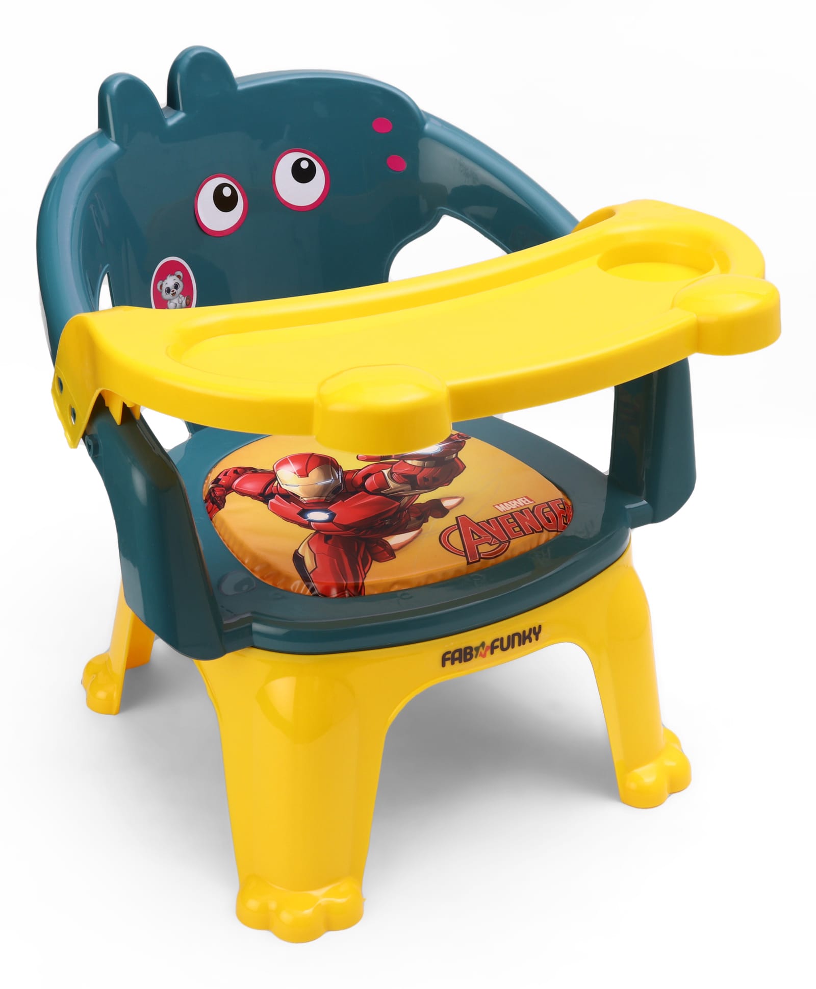 Kids Feeding Chair with Tray - Green & Yellow| Portable Baby Dining & Study Chair| Strong Plastic High Chair with Backrest| Chu-chu Seat| Home, Outdoor & Classroom-image-31
