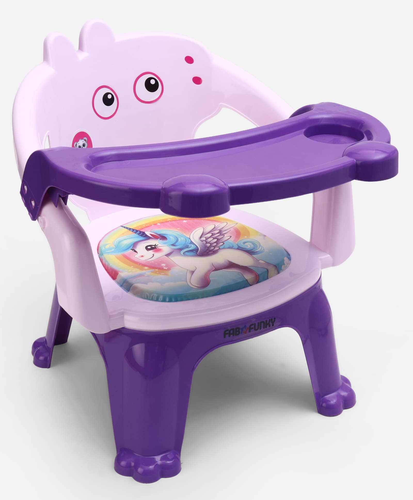 fab n funky Kids Feeding Chair with Tray - Purple| Portable Baby Dining & Study Chair| Strong Plastic High Chair with Backrest| Chu-chu Seat| Home, Outdoor & Classroom-picture-24