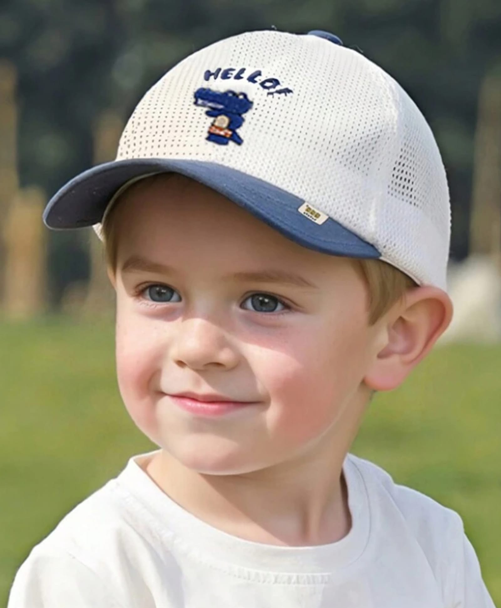 Ziory Cotton Woven Crocodile Patch Detailed Baseball Cap - White & Blue - Circumference 50-54 Cm-picture-23