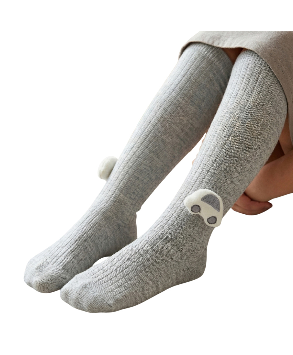 Neska Moda Cotton Spandex Knit Car Applique Detailed Socks - Grey-picture-15