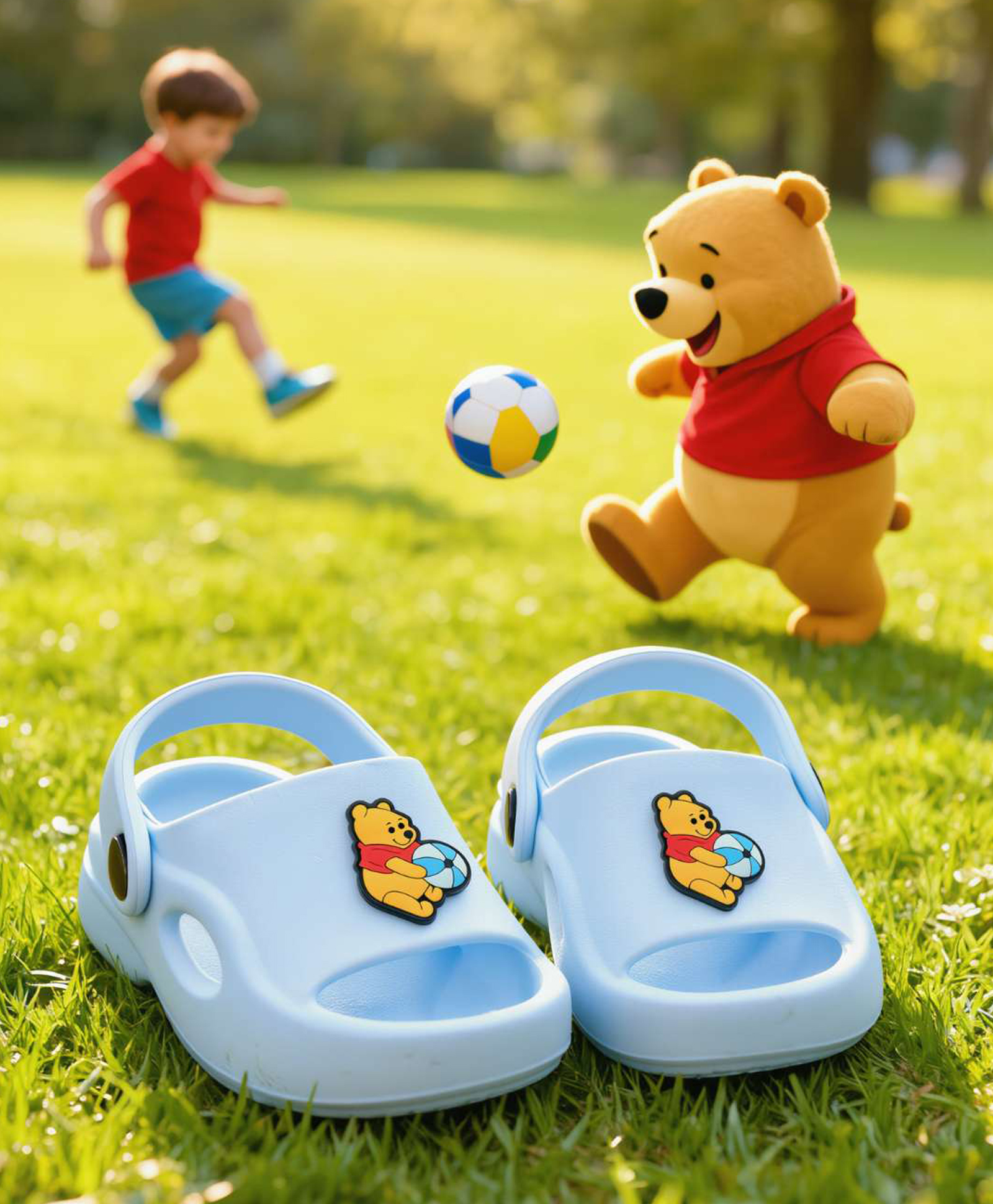 Yellow Bee Disney Winnie The Pooh Featuring Piglet Applique Detailed Slingback Sandals - Blue-picture-20