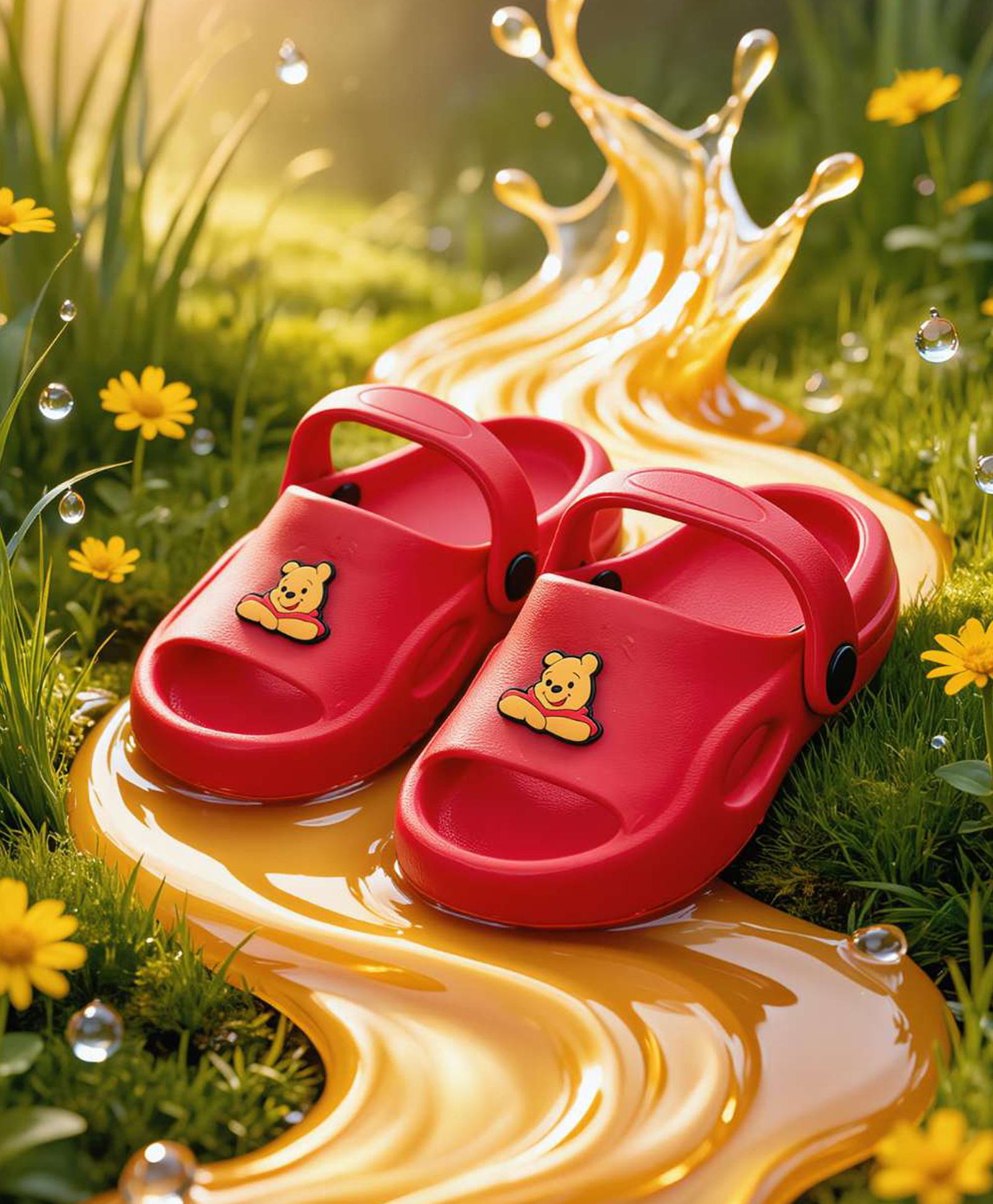Yellow Bee Disney Winnie The Pooh Featuring Piglet Applique Detailed Slingback Sandals - Red-picture-22