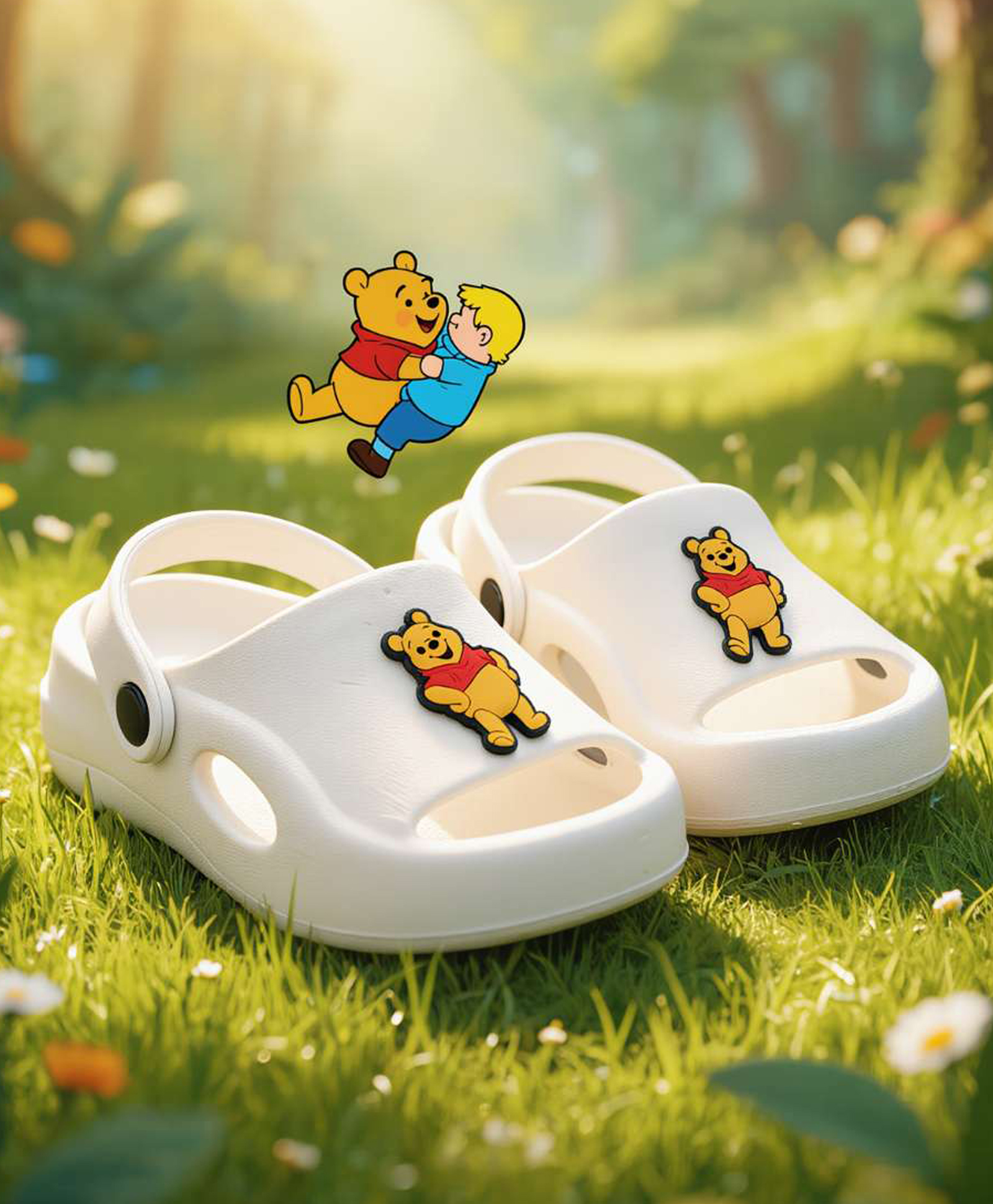 Yellow Bee Disney Winnie The Pooh Featuring Piglet Applique Detailed Slingback Sandals - White-picture-12