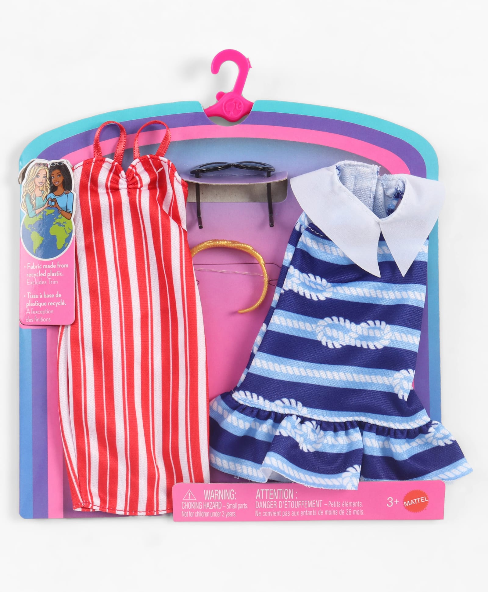 Barbie Doll Fashions & Accessories Set With 2 Complete Cottage Core Outfits - Navy Blue & Red-picture-39