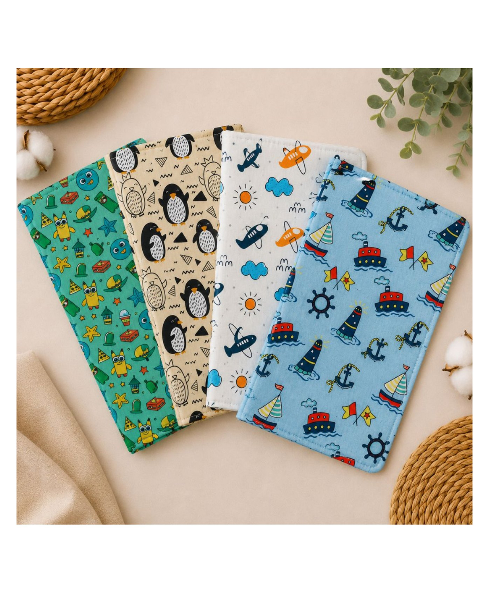 Zikku Kids Cotton Handkerchief Set of 4 Soft Cotton Hankies for Boys & Girls Reusable School Handkerchiefs Breathable-image-5