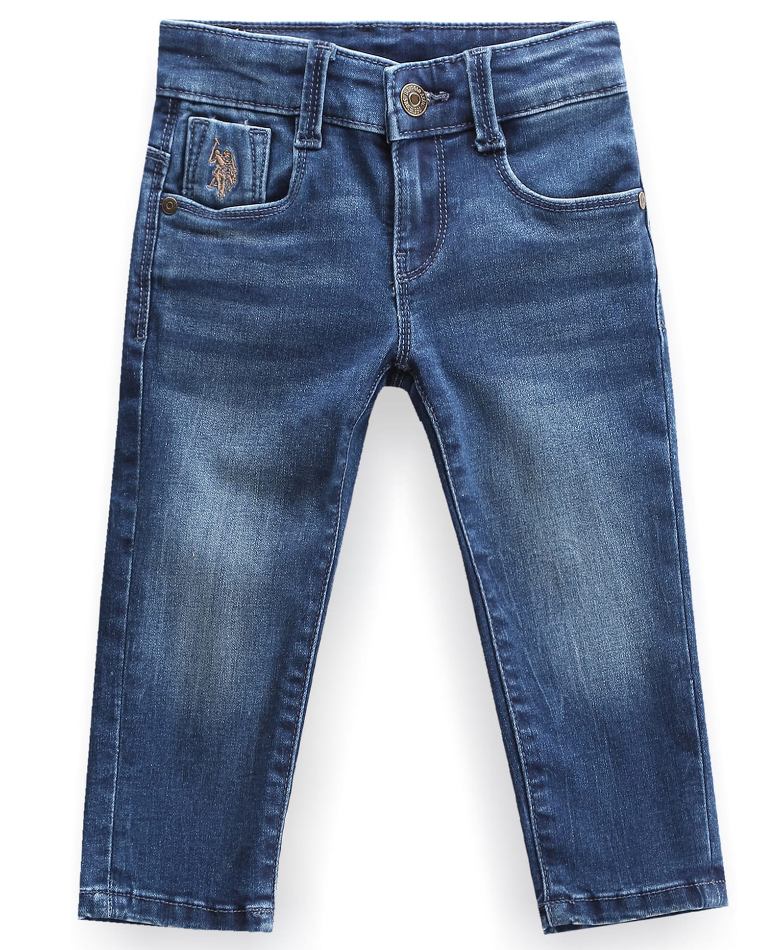 US Polo Assn Cotton Knit Full Length Washed Slim Fit Jeans - Blue-image-40