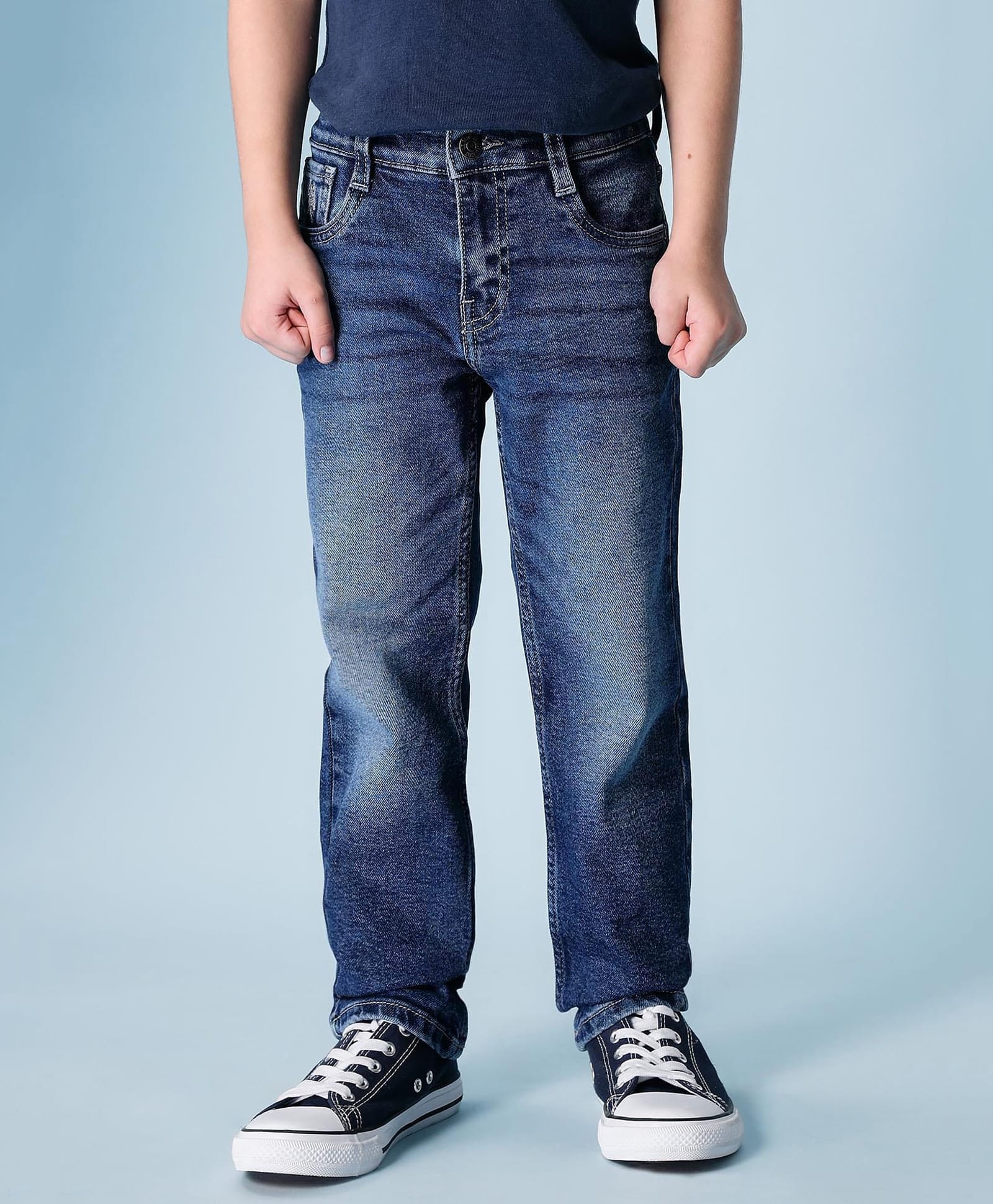 US Polo Assn Cotton Knit Full Length Washed Denim Jeans - Blue-image-40