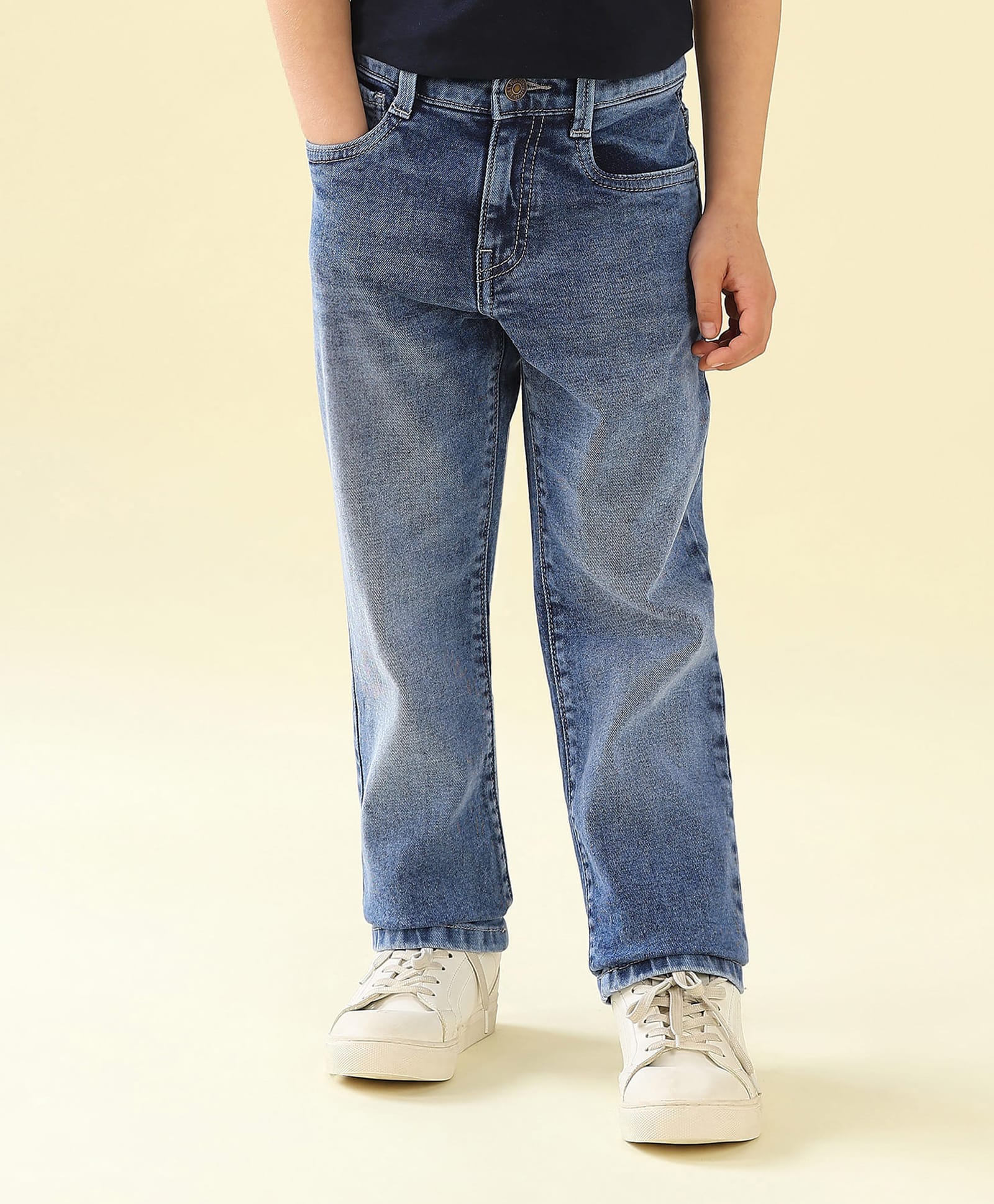 US Polo Assn Cotton Knit Full Length Washed Denim Jeans - Blue-image-43