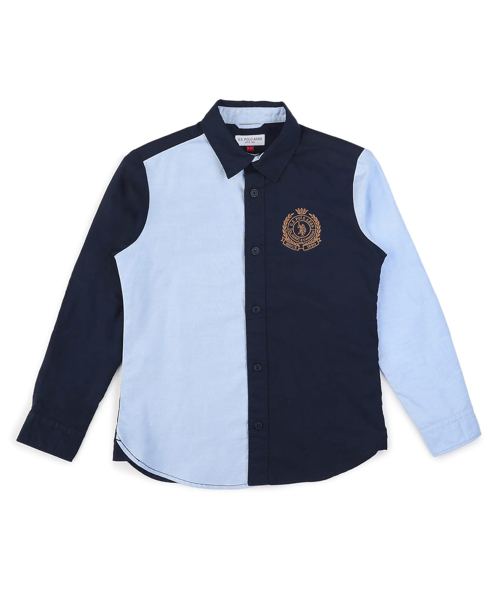 US Polo Assn Cotton Woven Full Sleeves Colour Block Solid Shirt -Navy-image-29