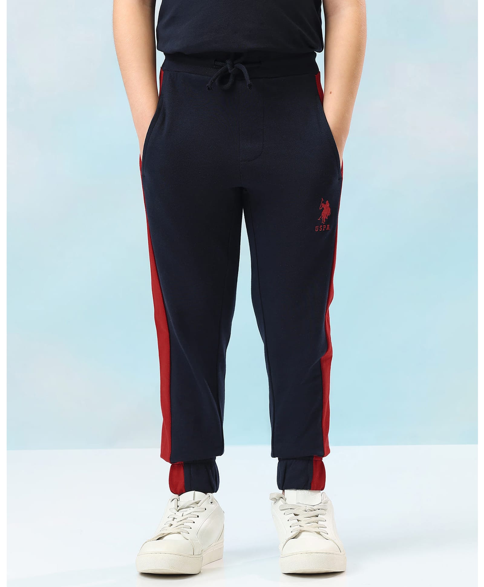 US Polo Assn Cotton Knit Full Length Cut & Sew Track Pant -Navy-picture-15