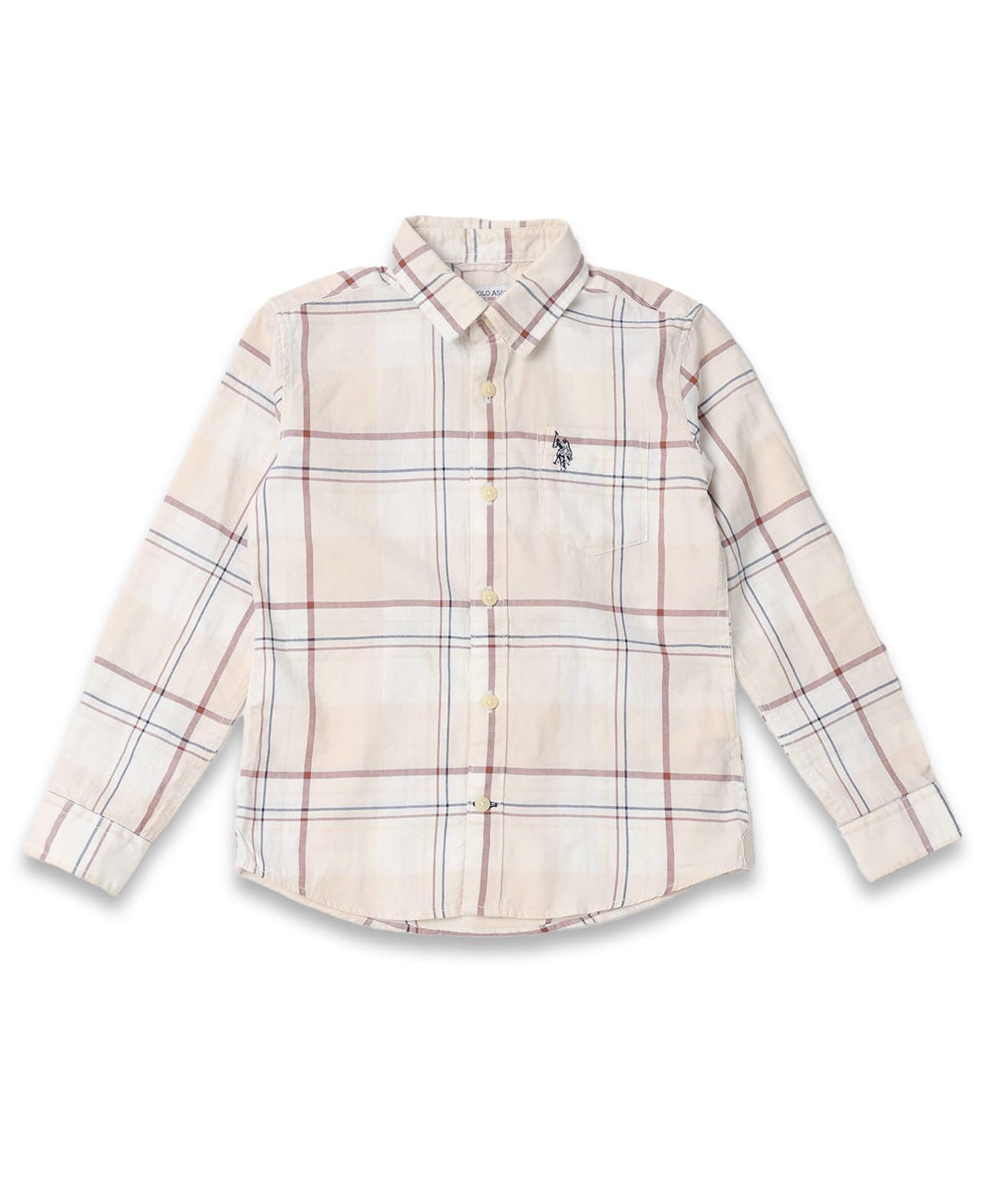 US Polo Assn Cotton Woven Full Sleeves Checks Shirt - Beige-image-47