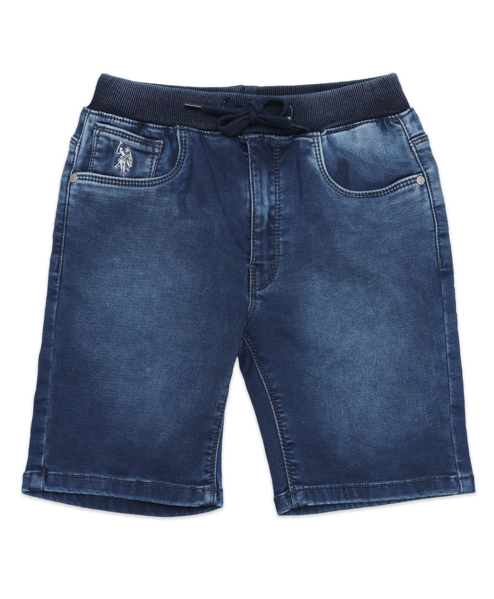 US Polo Assn Cotton Knit Washed Denim Short - Blue-picture-25