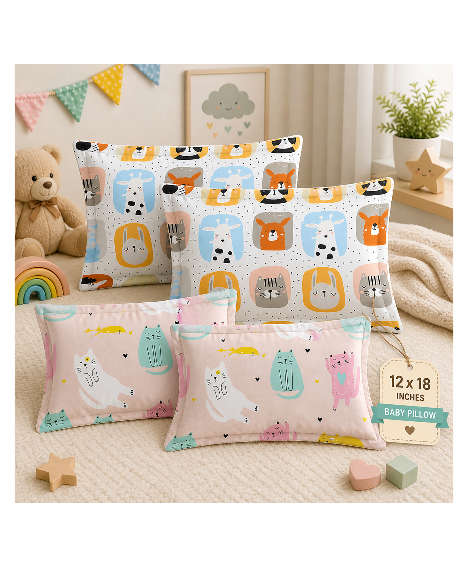Morado Premium Glace Cotton Assorted Pillow Cover | Ultra Soft & Breathable 12x18 Inches Printed Pillowcase for Kids Room Decor, Pack of 2 Pairs (4Pcs), Kids Print-image-11