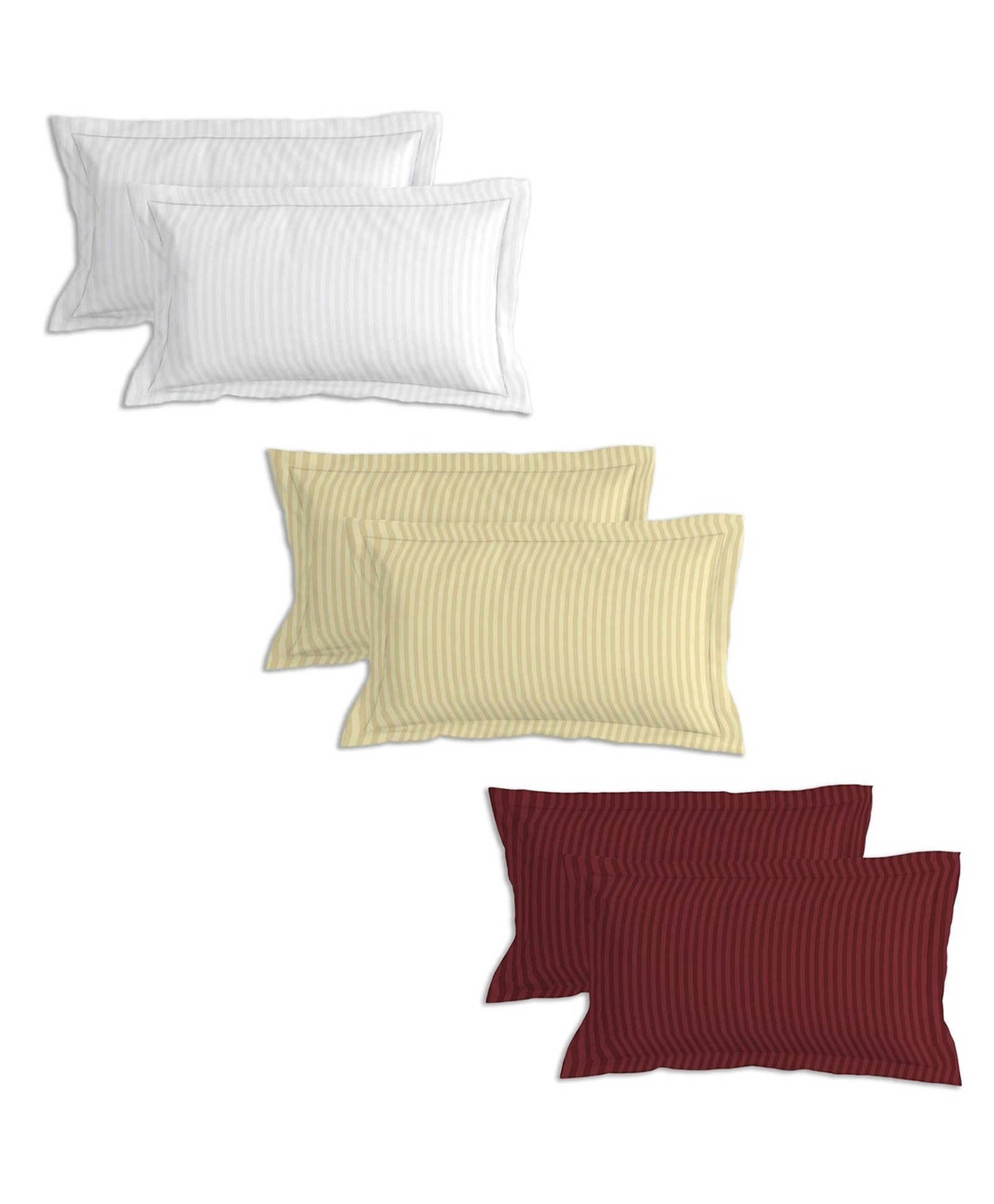 Morado Premium Glace Cotton Assorted Pillow Cover | Ultra Soft & Breathable 20x30 Inches Stripe Pillow Covers for Bedroom Decor,20x30 Inches (Pack of 3 Pairs) 6Pcs, Stripe-image-4