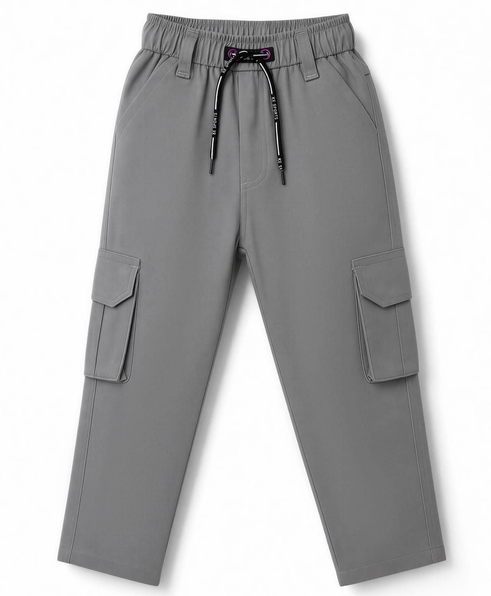 Rikidoos Cotton Woven Full Length Solid Colour Trouser Pant with Cargo Pockets - Grey-picture-18
