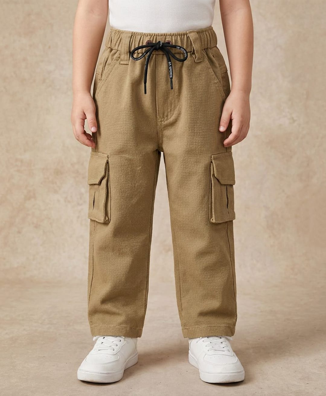 Rikidoos Cotton Woven Full Length Solid Colour Trouser Pant with Cargo Pockets - Khaki-image-17
