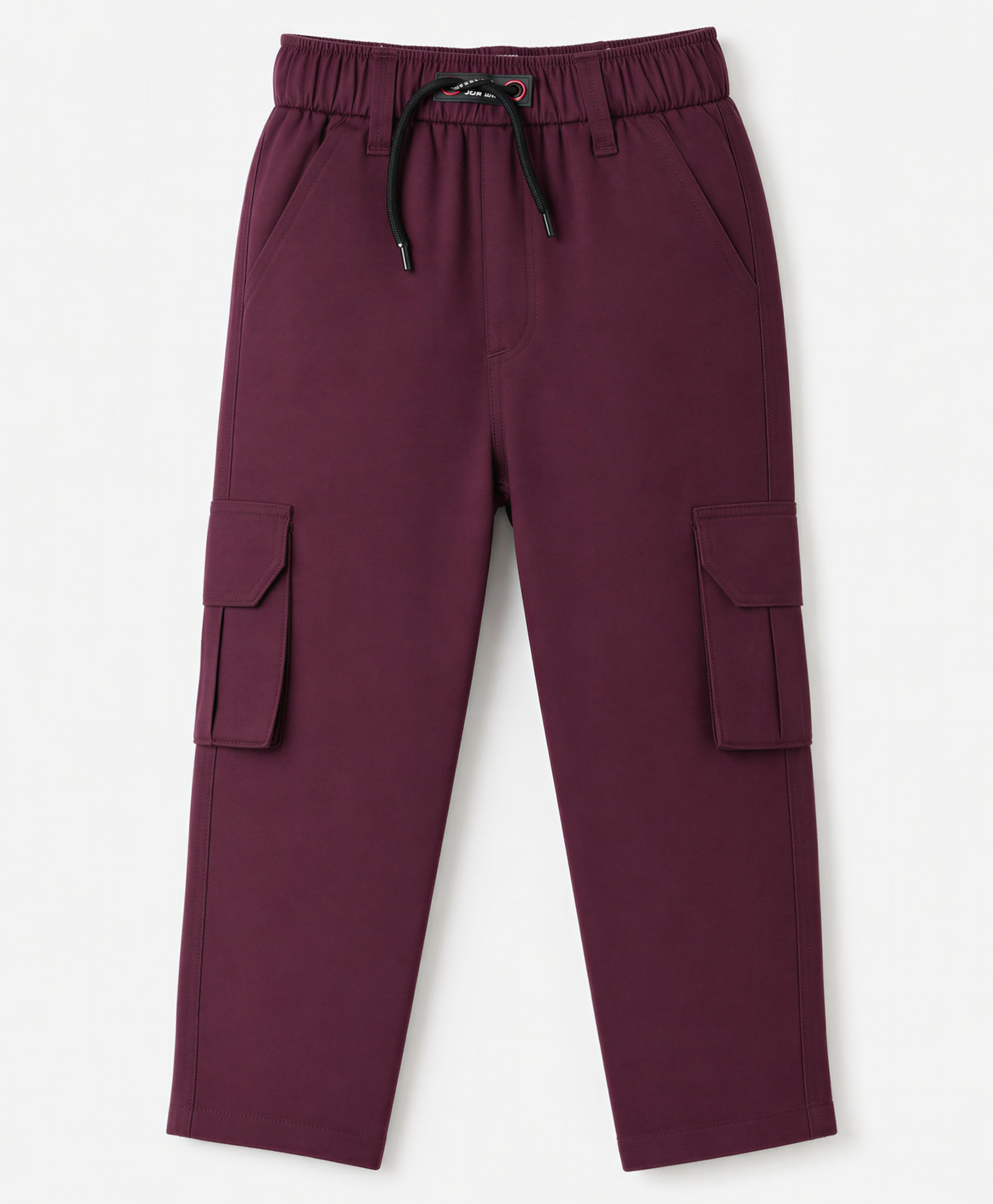 Rikidoos Cotton Woven Full Length Solid Colour Trouser Pant with Cargo Pockets - Maroon-picture-22