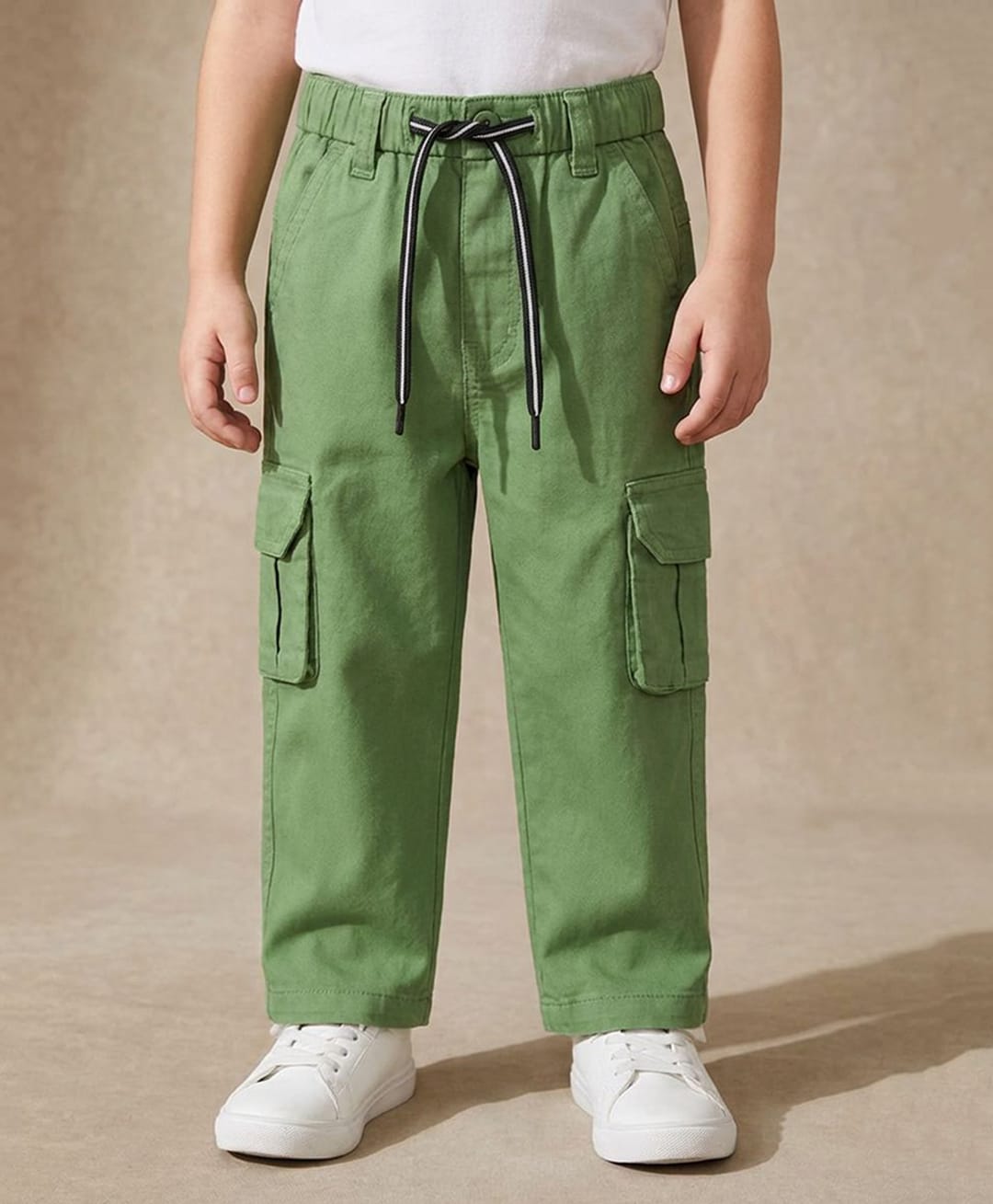 Rikidoos Cotton Woven Full Length Solid Colour Trouser Pant with Cargo Pockets - Neon Green-picture-19