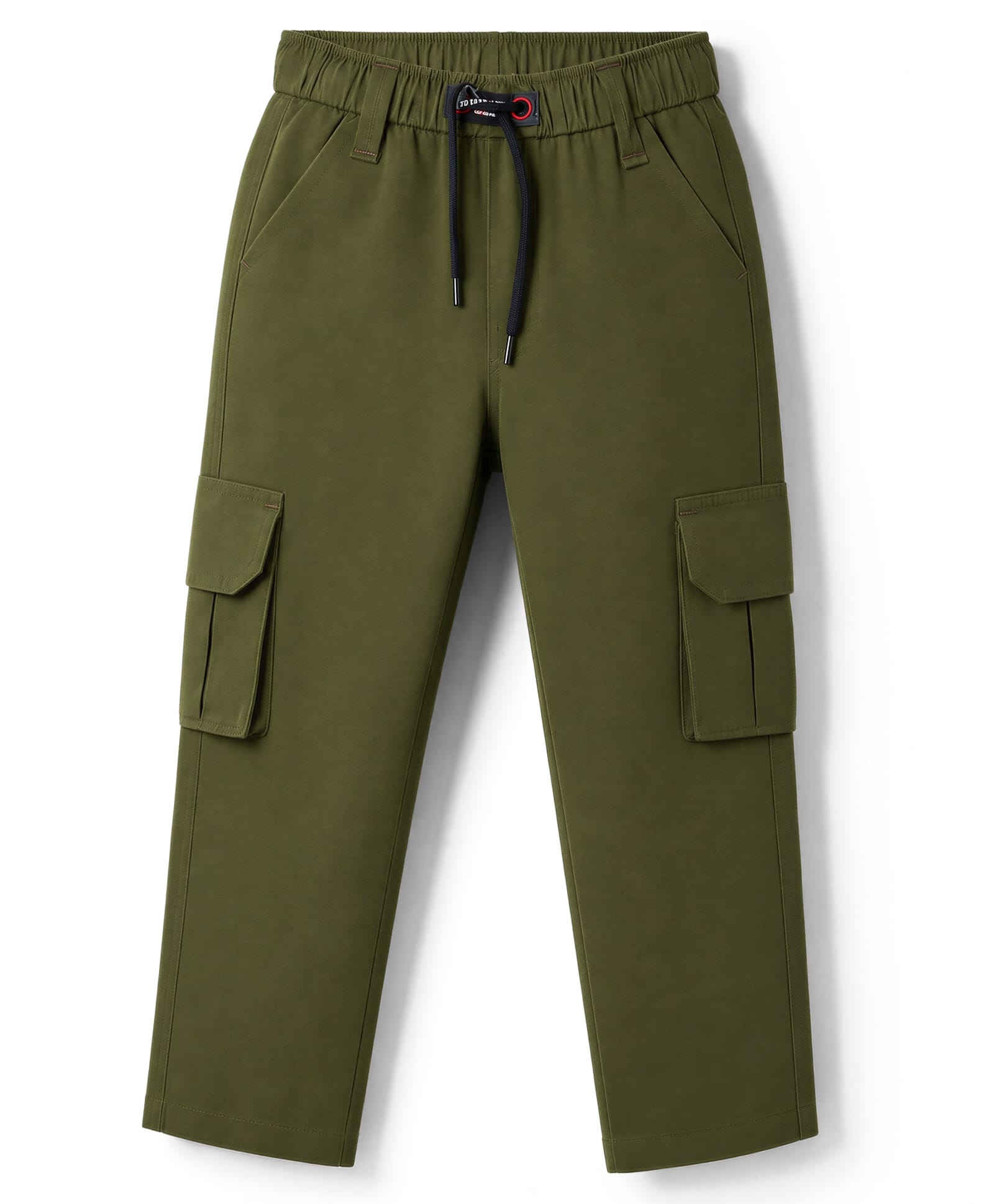 Rikidoos Cotton Woven Full Length Solid Colour Trouser Pant with Cargo Pockets - Olive Green-picture-19