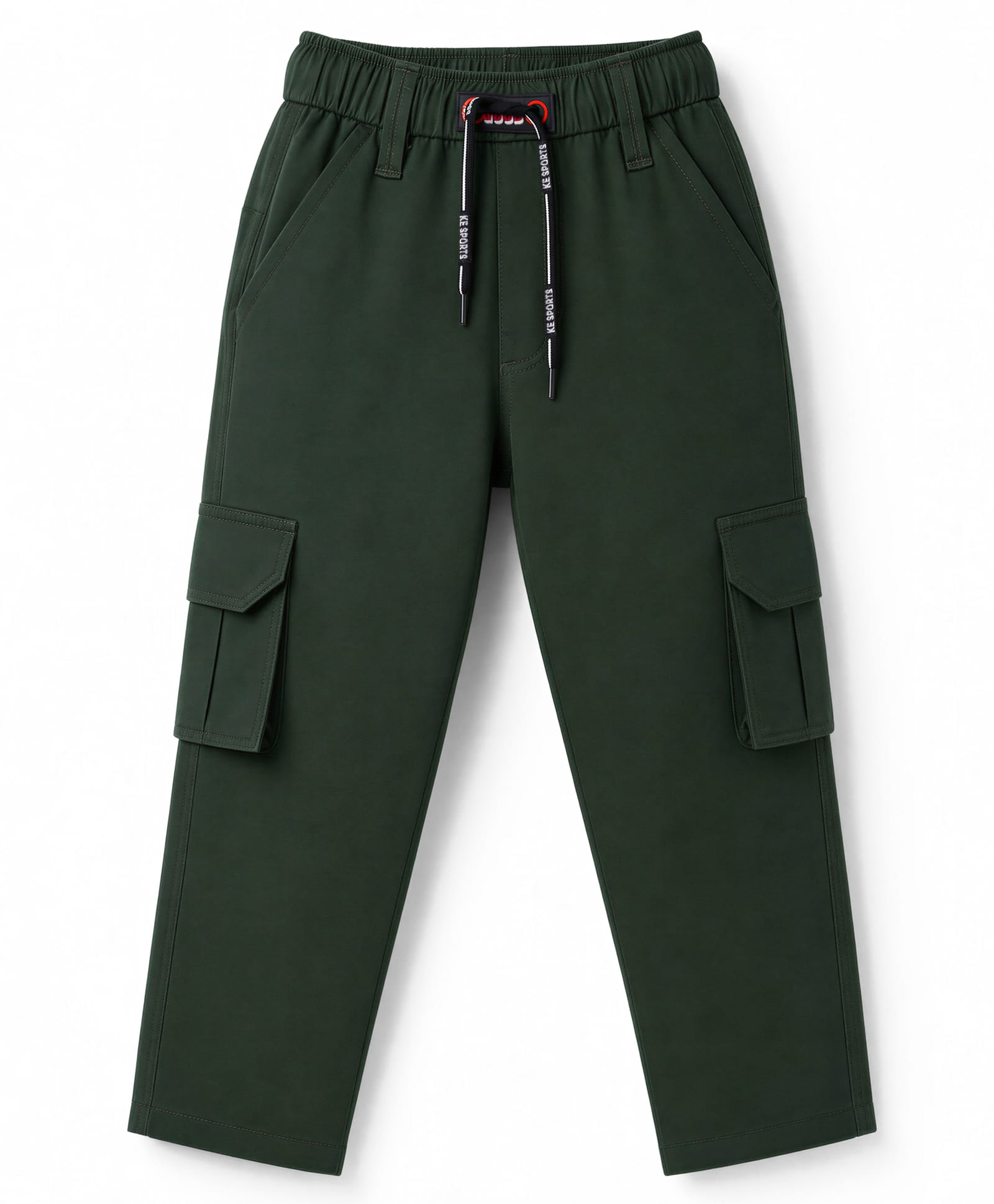 Rikidoos Cotton Woven Full Length Solid Colour Trouser Pant with Cargo Pockets - Dark Green-image-47