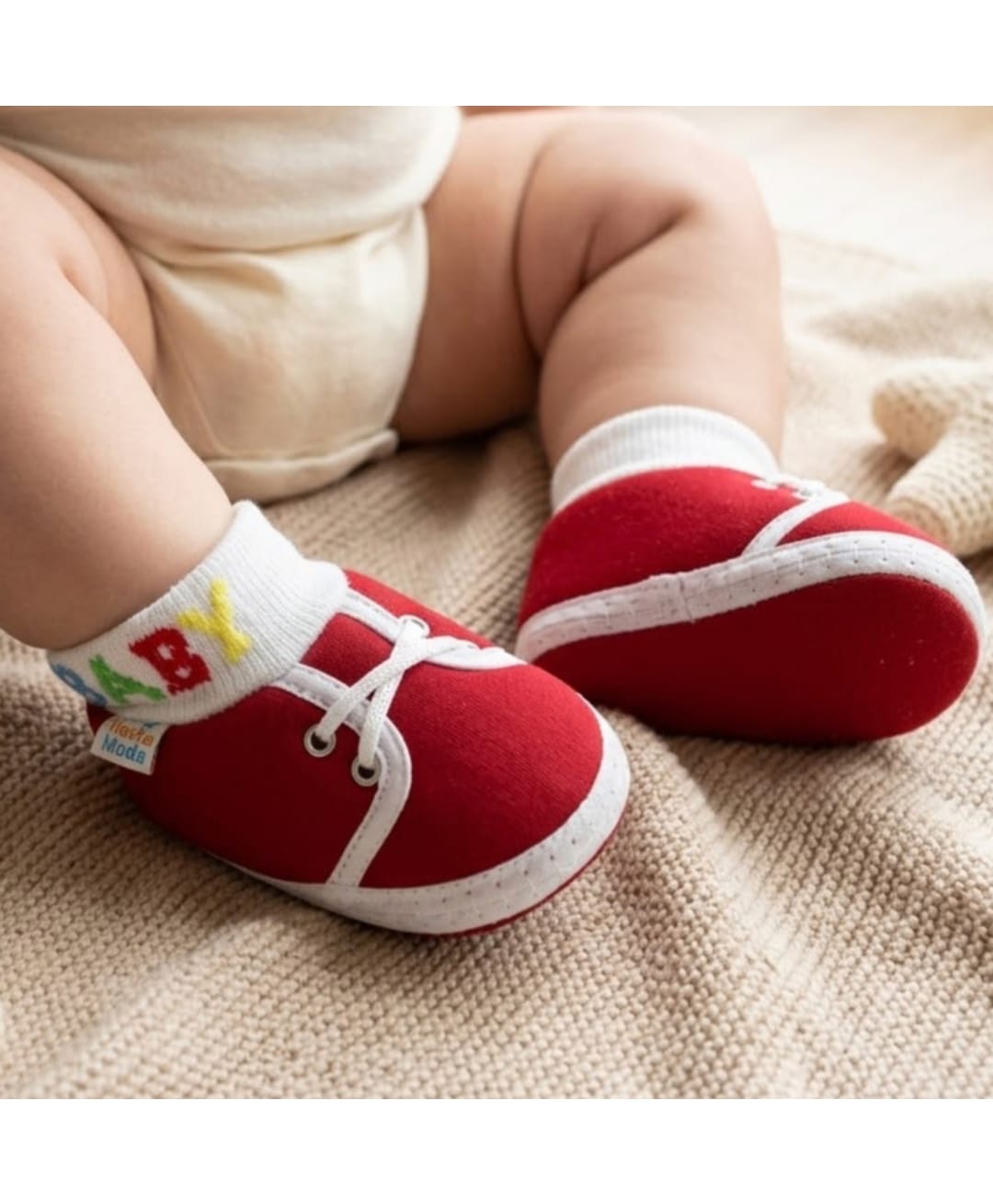 Neska Moda Colour Blocked & Baby Text Designed Booties - Maroon-picture-35