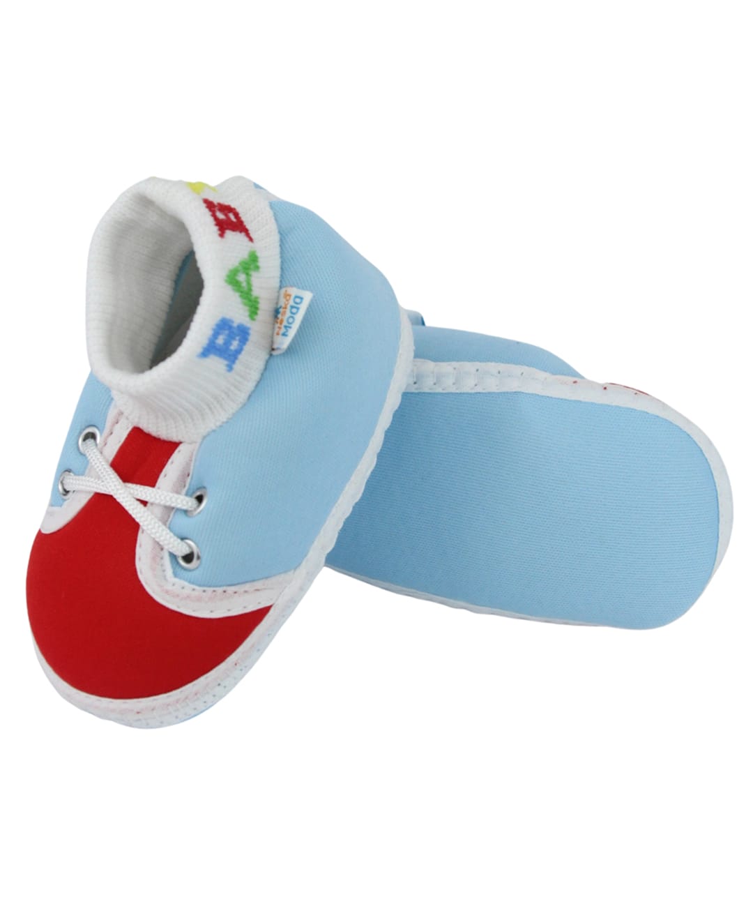 Neska Moda Colour Blocked & Baby Text Designed Booties - Blue & Red-picture-29