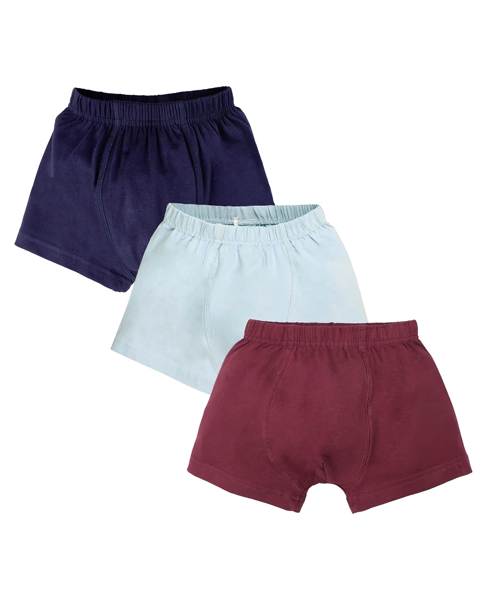 Kiddopanti Cotton Lycra Knit Pack Of 3 Solid Boxers - Maroon Ice Blue & Navy Blue-image-41