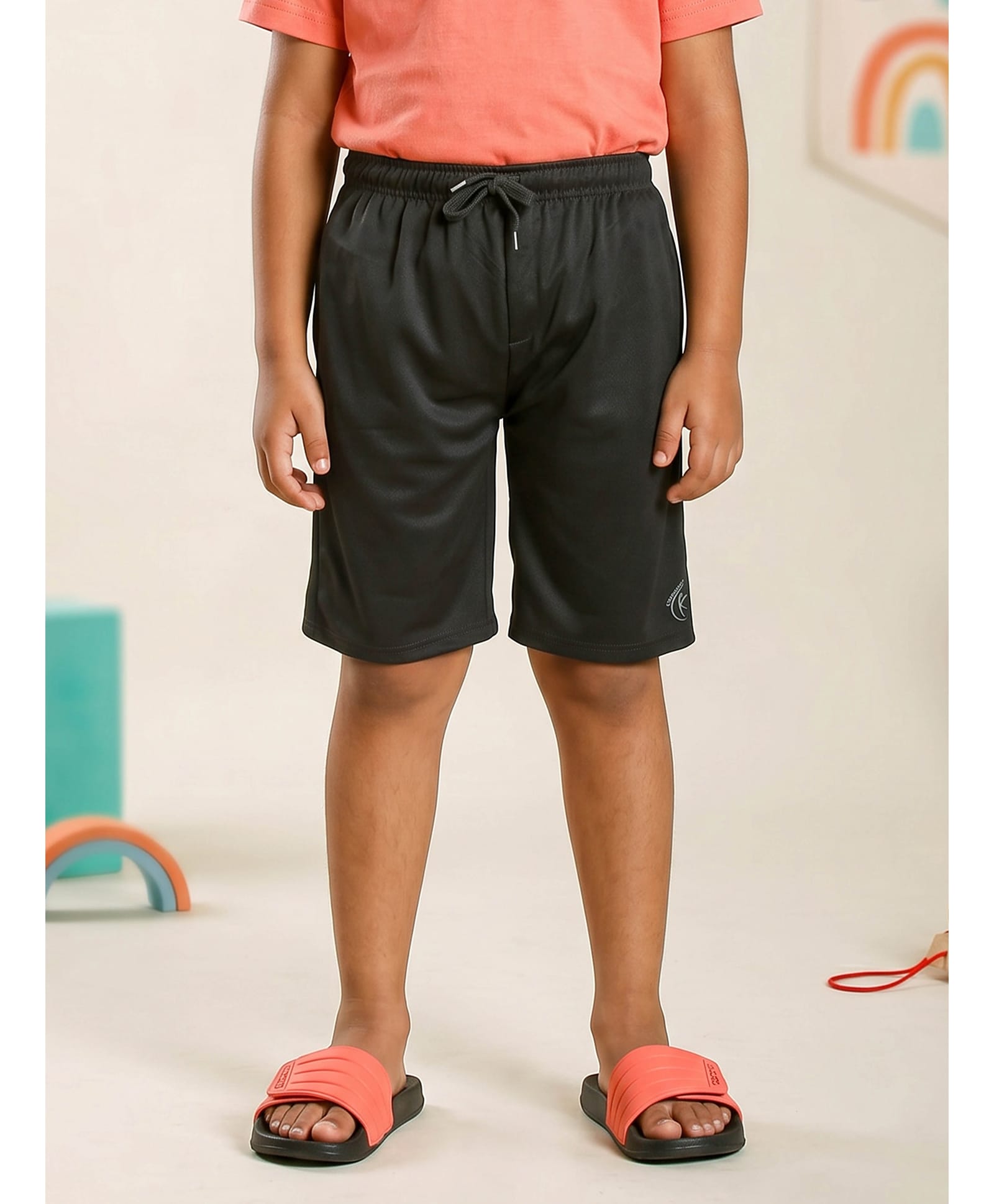 Kiddopanti Knit Solid Shorts - Steal Grey-picture-22