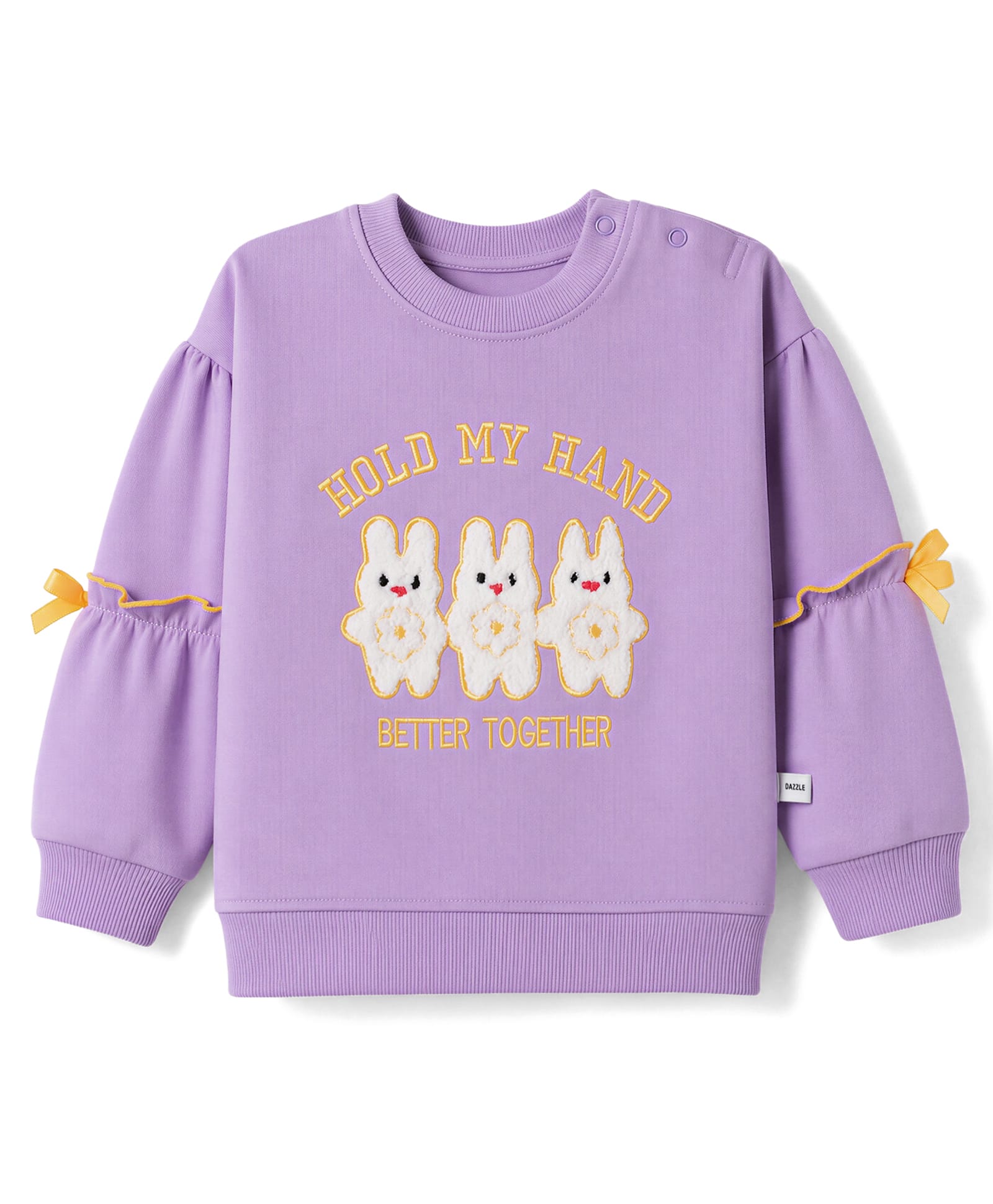 Mark & Mia Looper Knit Sweatshirt with Full Sleeves and Rabbit Embroidery - Purple-image-21