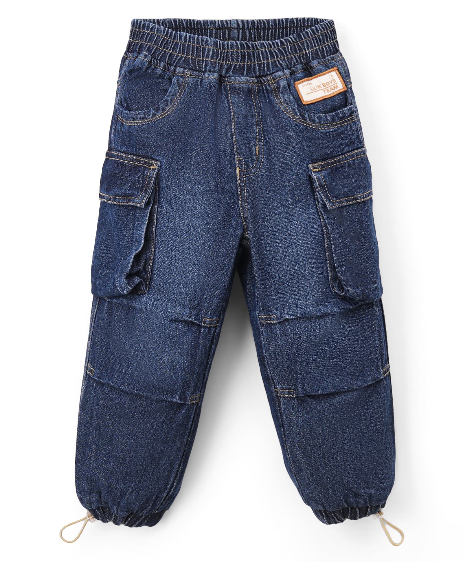 Little Kangaroos Full Length Denim Jeans With Cargo Pockets - Navy Blue-picture-17