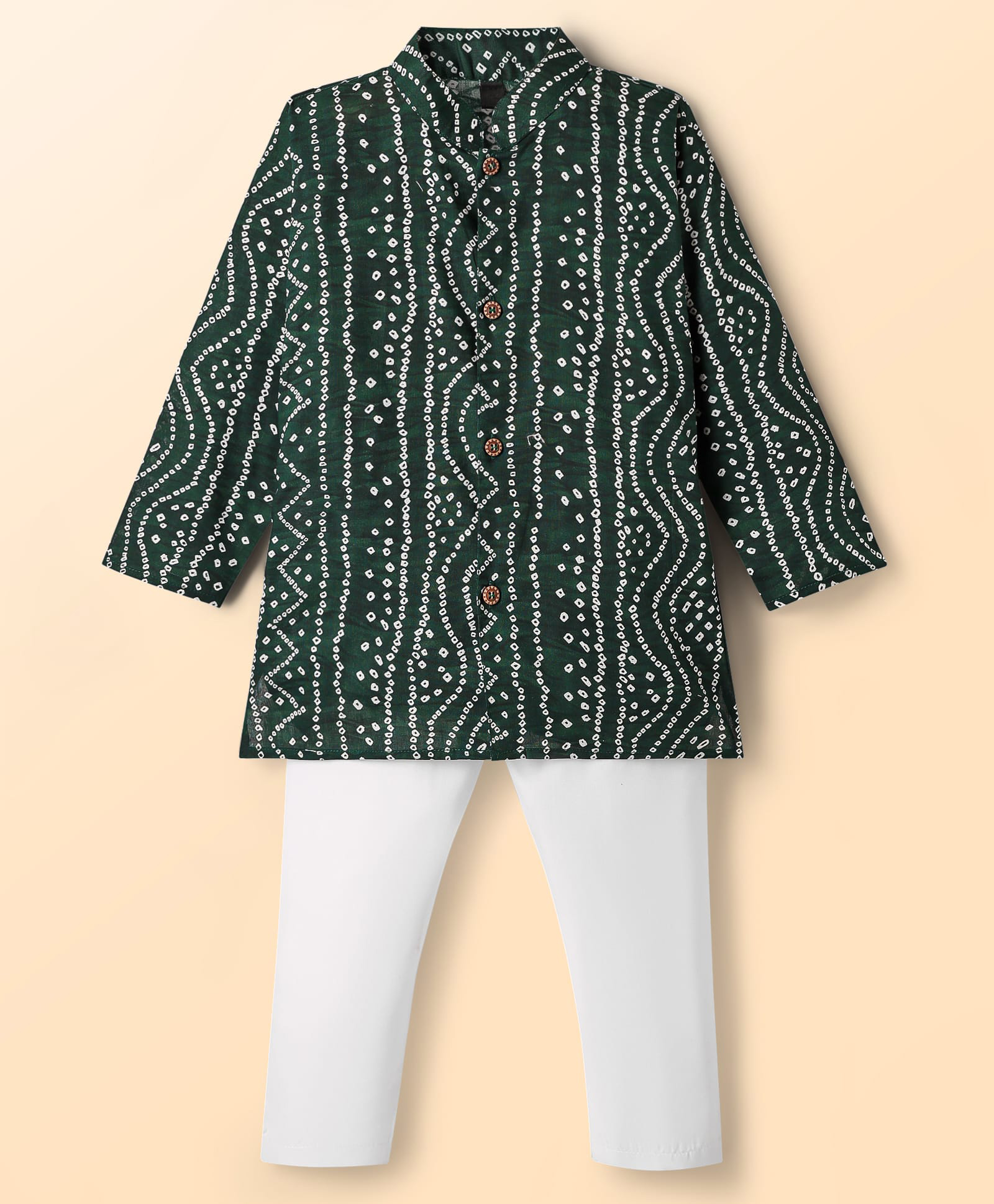 Dapper Dudes Woven Full Sleeves Bandhani Printed Kurta & Pyjama Set - Green-image-37