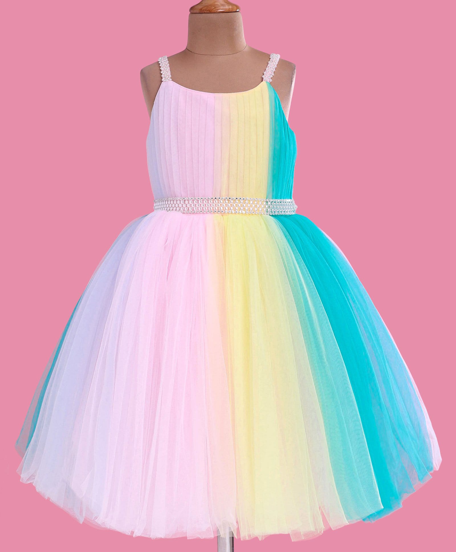 Enfance Net Knit Sleeveless Pearl Detailed Party Dress - Pink-picture-44