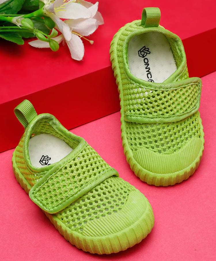 ONYC Velcro Closure Airy Toddlers's First Step Breathable Shoes - Lime Green-image-29