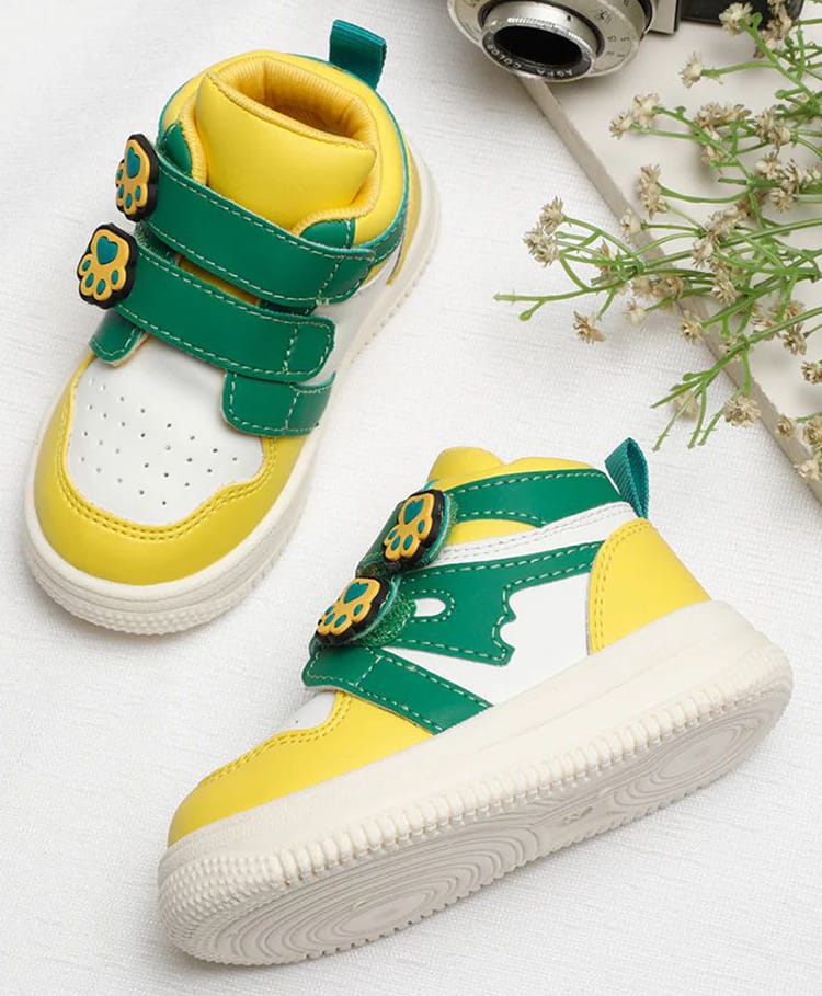 ONYC Velcro Closure Colorpop Toddlers' High Ankle Sneakers - Yellow & Green-image-41