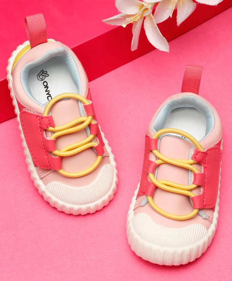 ONYC Velcro Closure Poco Solid Shoes With Lace Detailing - Pink-picture-28