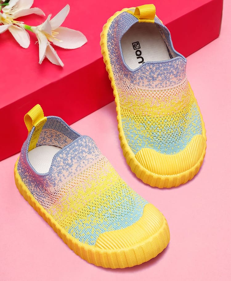ONYC Mesh Detailed Colour Splash Designed Slip On Shoes - Yellow-image-38