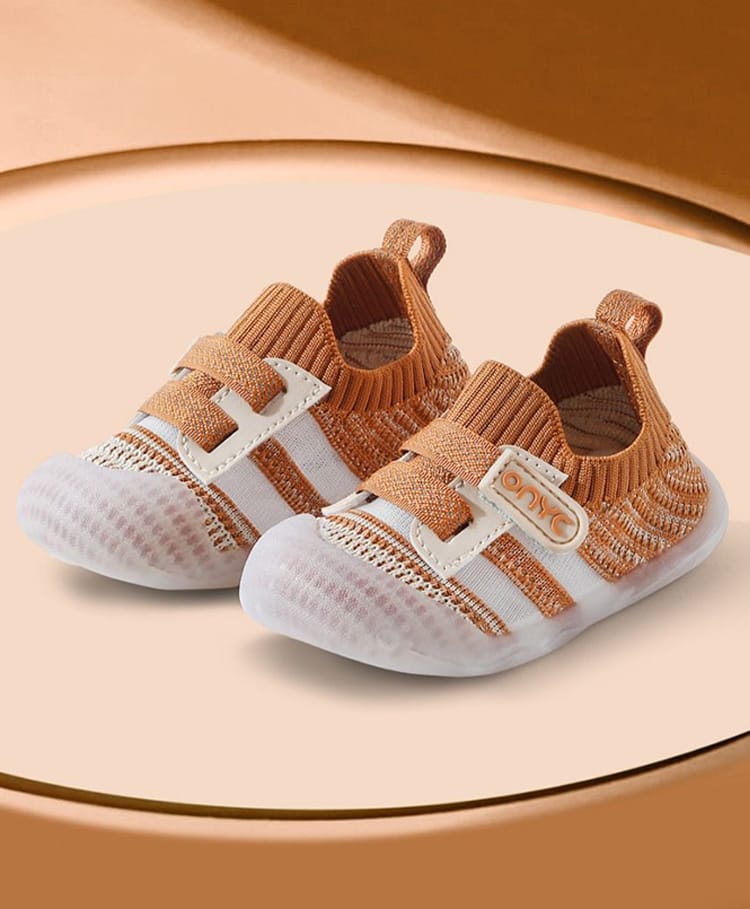 ONYC Velcro Closure Smooth Toddlers's First Step Shoes - Brown-image-30