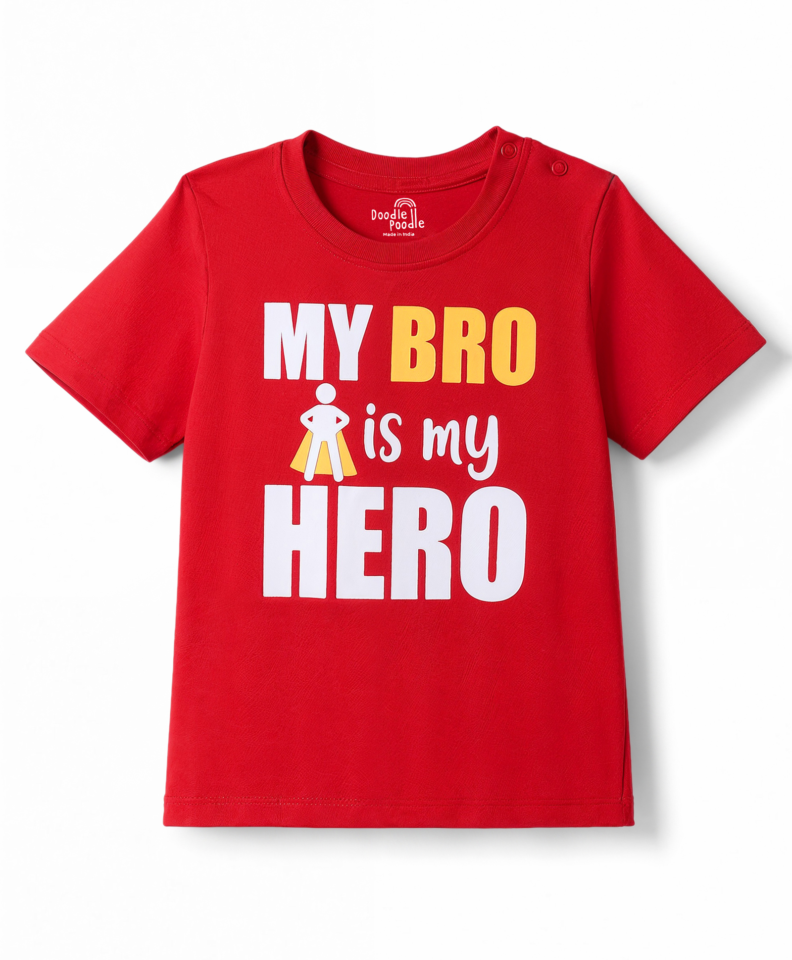 Doodle Poodle 100% Cotton Knit Half Sleeves Raksha Bandhan Theme Printed T-Shirt - Red-picture-31