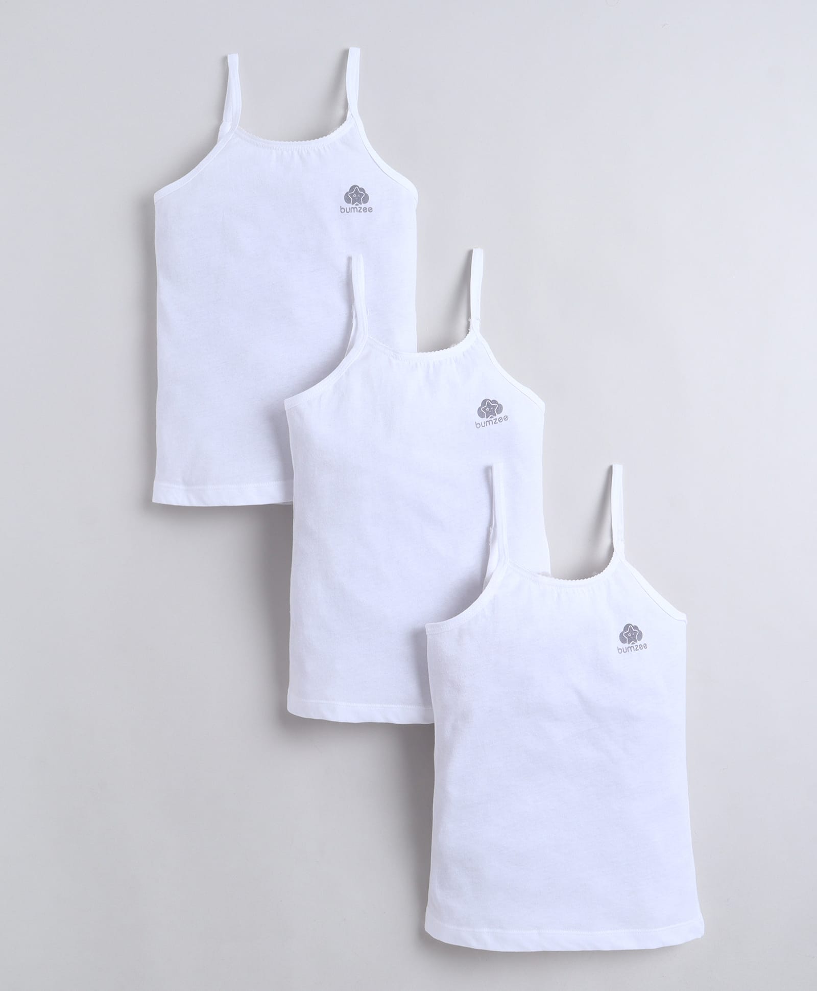 BUMZEE Cotton Knit Pack of 3 Sleeveless Brand Name Printed Slip - White-picture-10