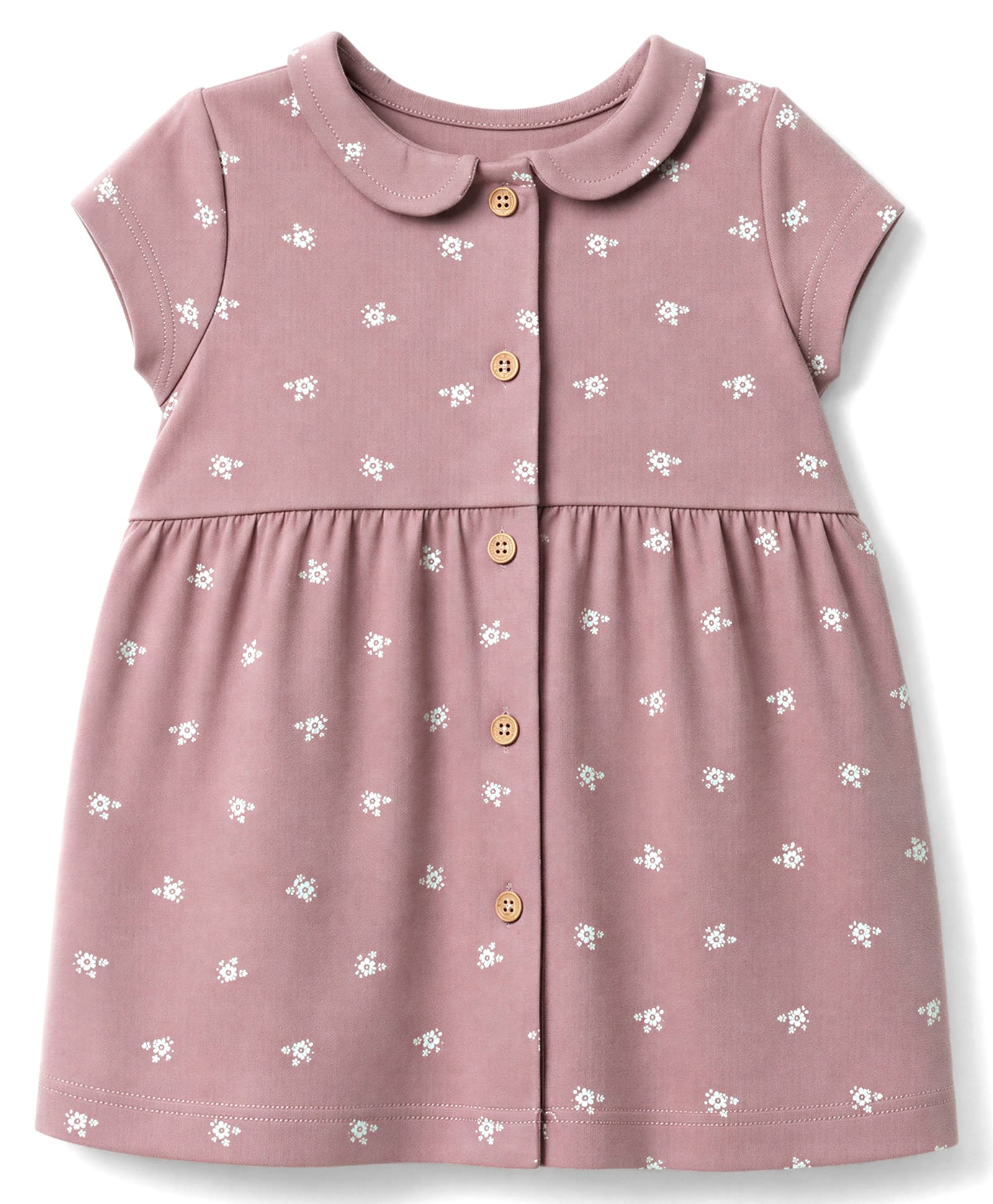 Zero Cotton Sinker Knit Half Sleeves One Piece Dress With Floral Print - Light Pink-picture-38