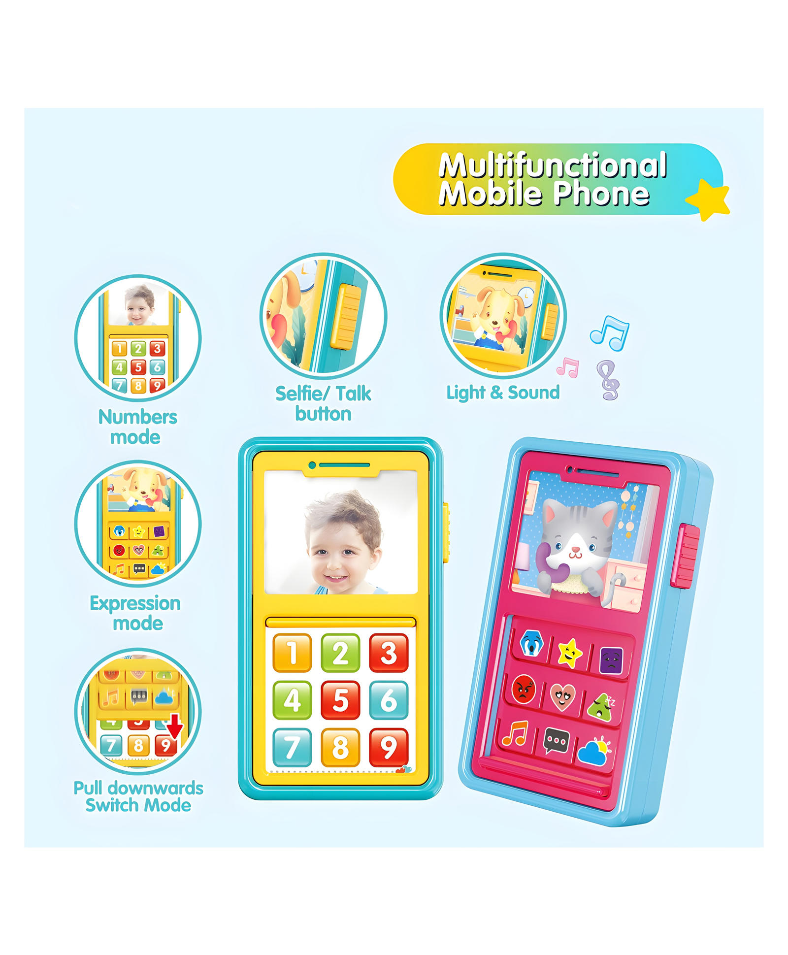 YAMAMA Multifunctional Mobile Phone Toys for Kids With Lights And Muisc, Educational Baby Phone Toy, Mobile Learning Game for Young Children - Color May Vary-image-46