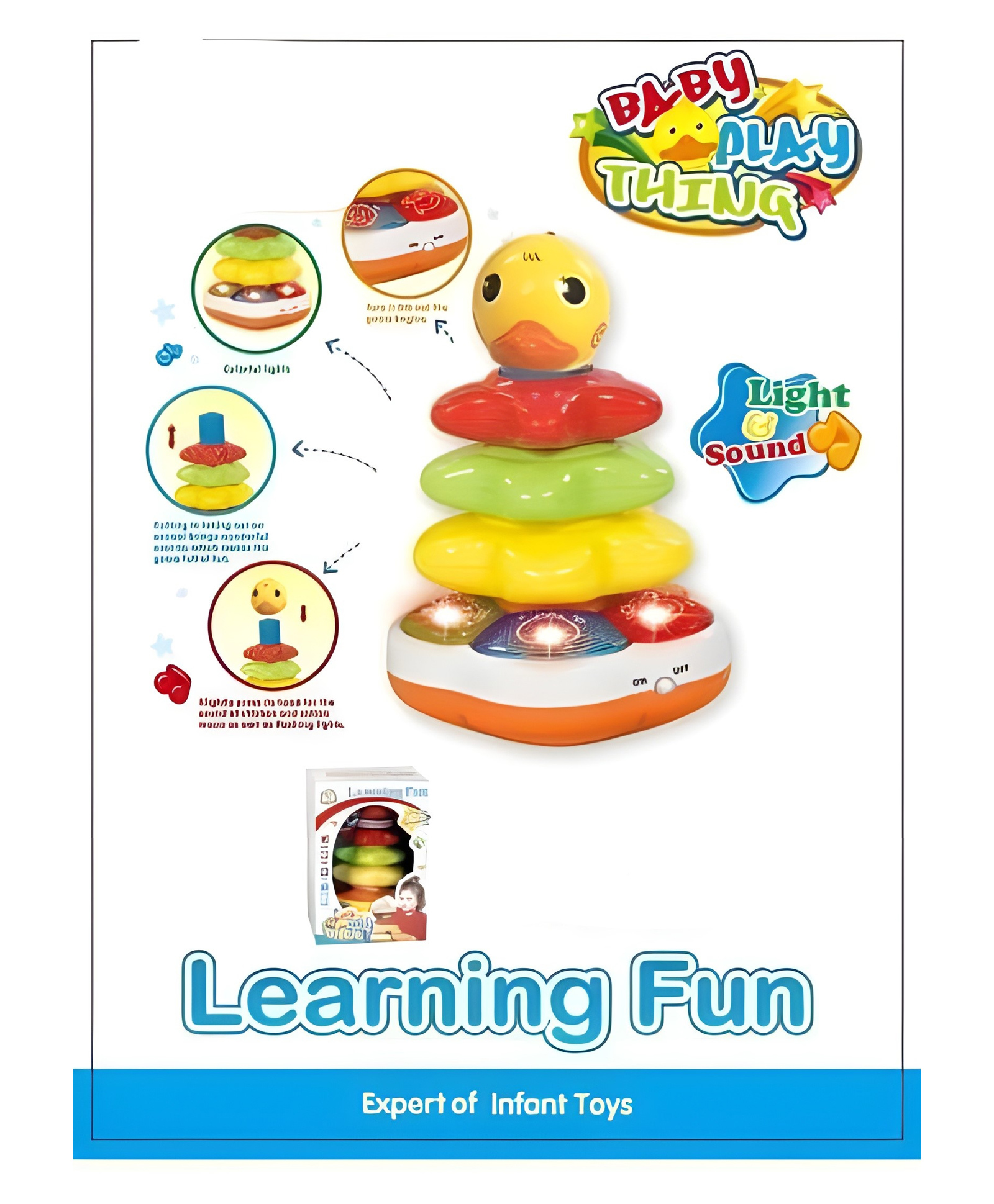 YAMAMA Duck Stacking Up Toys for Kids, Musical Baby Early Learning Toy, Lovely Stack up Toys, Animal Ducks Stacking Cups Toys With Lights and Music - Multicolor-image-3
