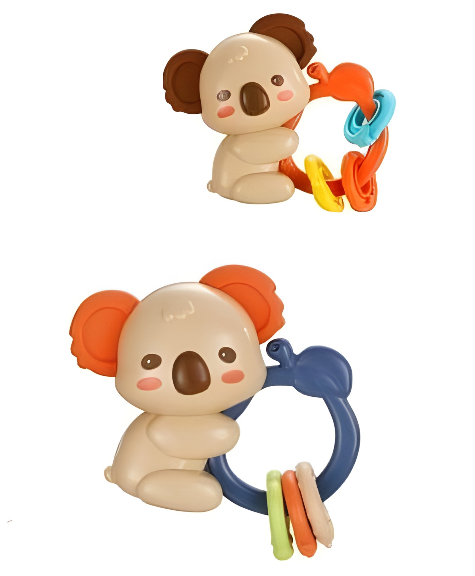 YAMAMA Cute Koala Baby Rattle Teether Toys for Babies, Soft Silicone Rings Sensory Development Rattle, Safe Chew Play Gift For Toddlers - Color May Vary-image-9