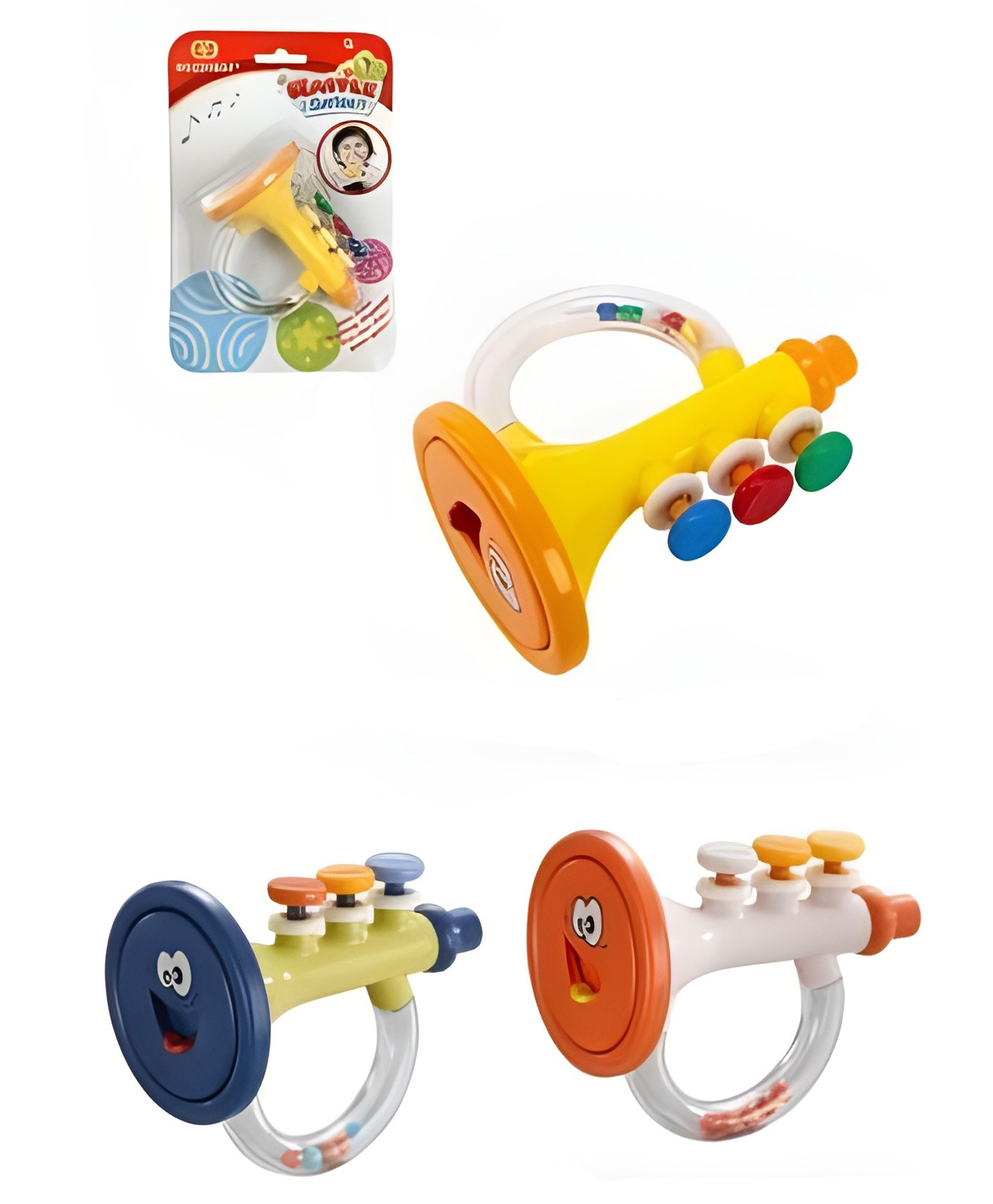 YAMAMA Trumpet Design Baby Rattle Toys for Babies, Educational Baby Music Instrument Trumpet Beads Rattle Toy, Sensory Development Kids Toys - Color May Vary-image-37
