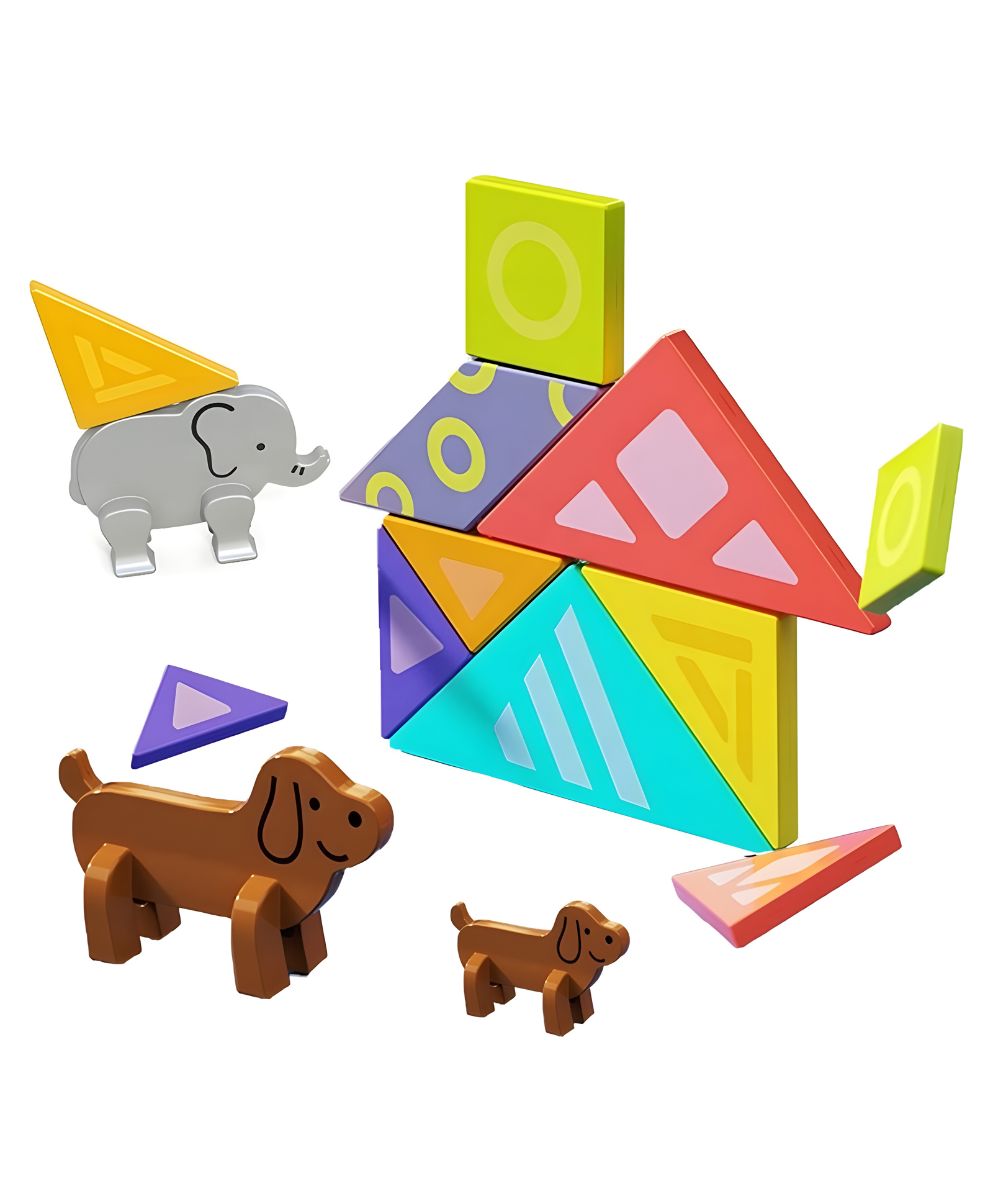YAMAMA Magnetic Animal Tangram Puzzle Set Toy, Interactive Early Educational Creative Learning Toys for Kids, Improves Logic Imagination, Motor Skills, Colorful Kids Toy - Multicolor-image-27