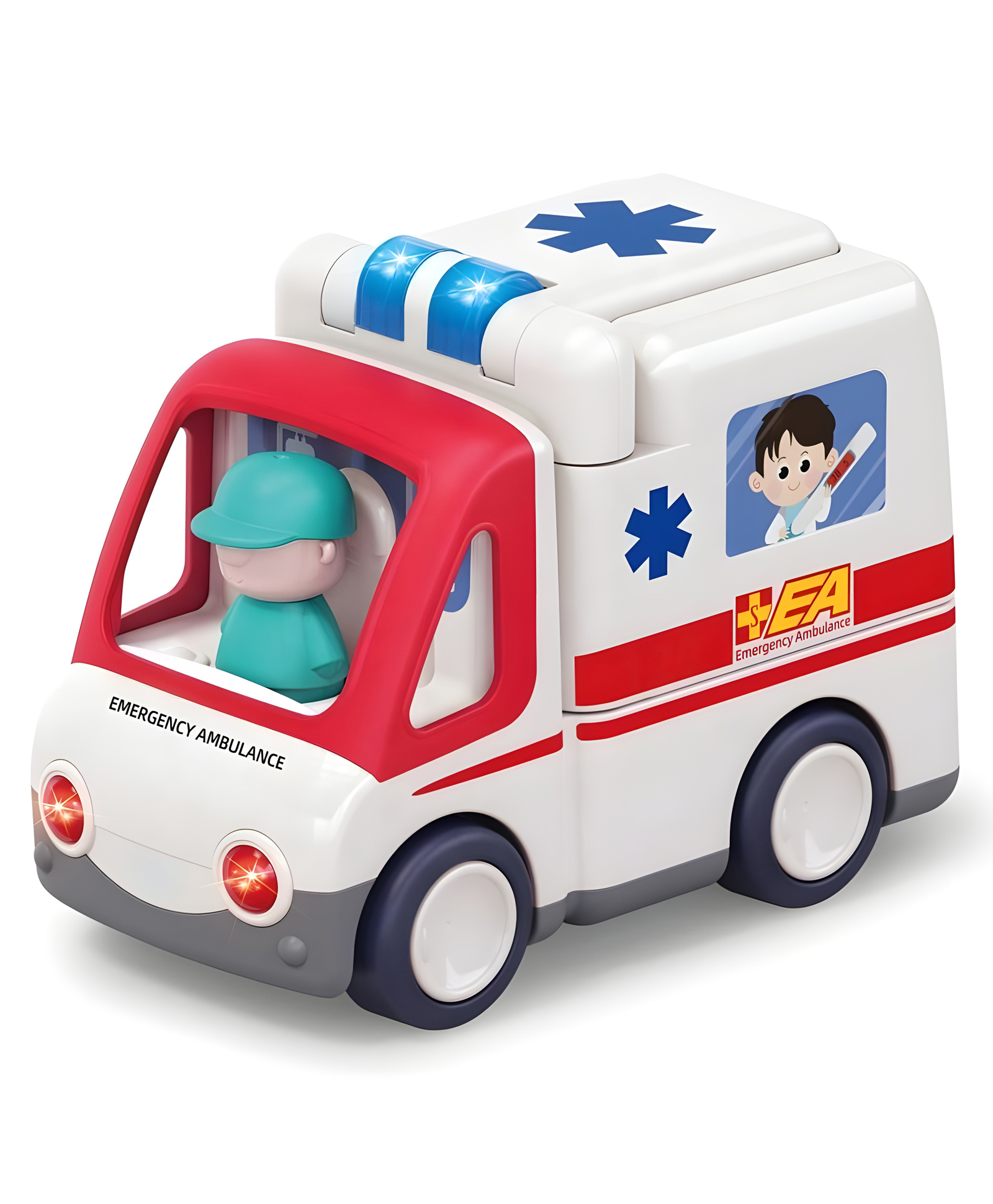YAMAMA Musical Ambulance Trucks Car Toy with Bump-and-Go Feature, 9 Medical Tools, Removable Driver & Patient Figures, Lights And Music, Interactive Early Educational Kids Toy - Multicolor-image-28