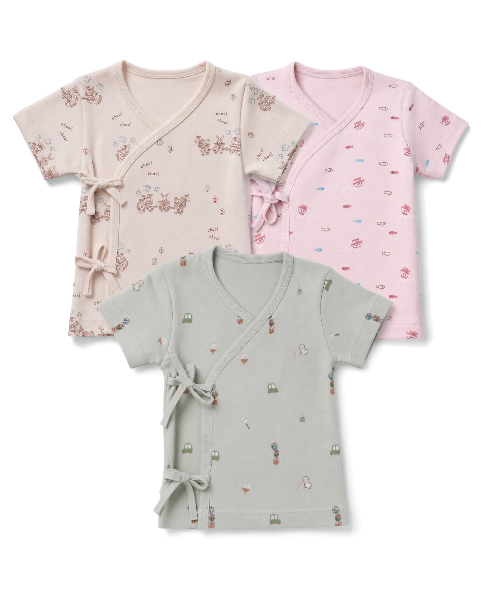 Zero Sinker Knit Half Sleeves Jhablas With Car, Boat & Bunny Pack of 3 - Lavender, Beige & Pink-picture-16