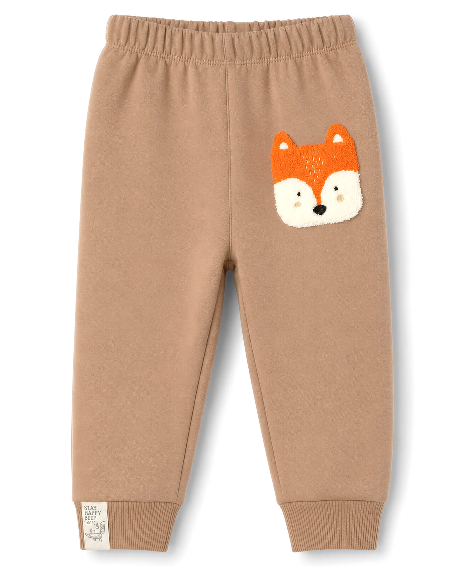 Little Kangaroos Fleece Knit Full Length Fleece & Woollen Pant With Fox Patch - Light Brown-picture-16