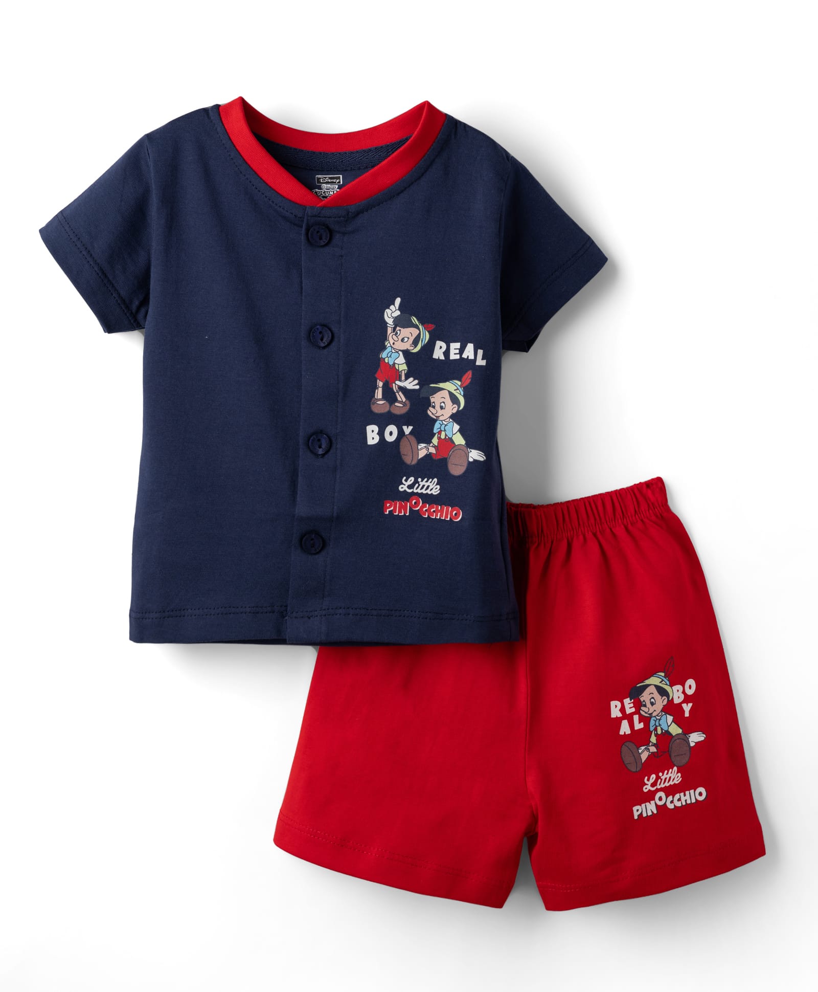 CUCUMBER Sinker Knit Half Sleeves T-Shirt & Shorts Night Suit with Pinocchio Print - Navy Blue-picture-36