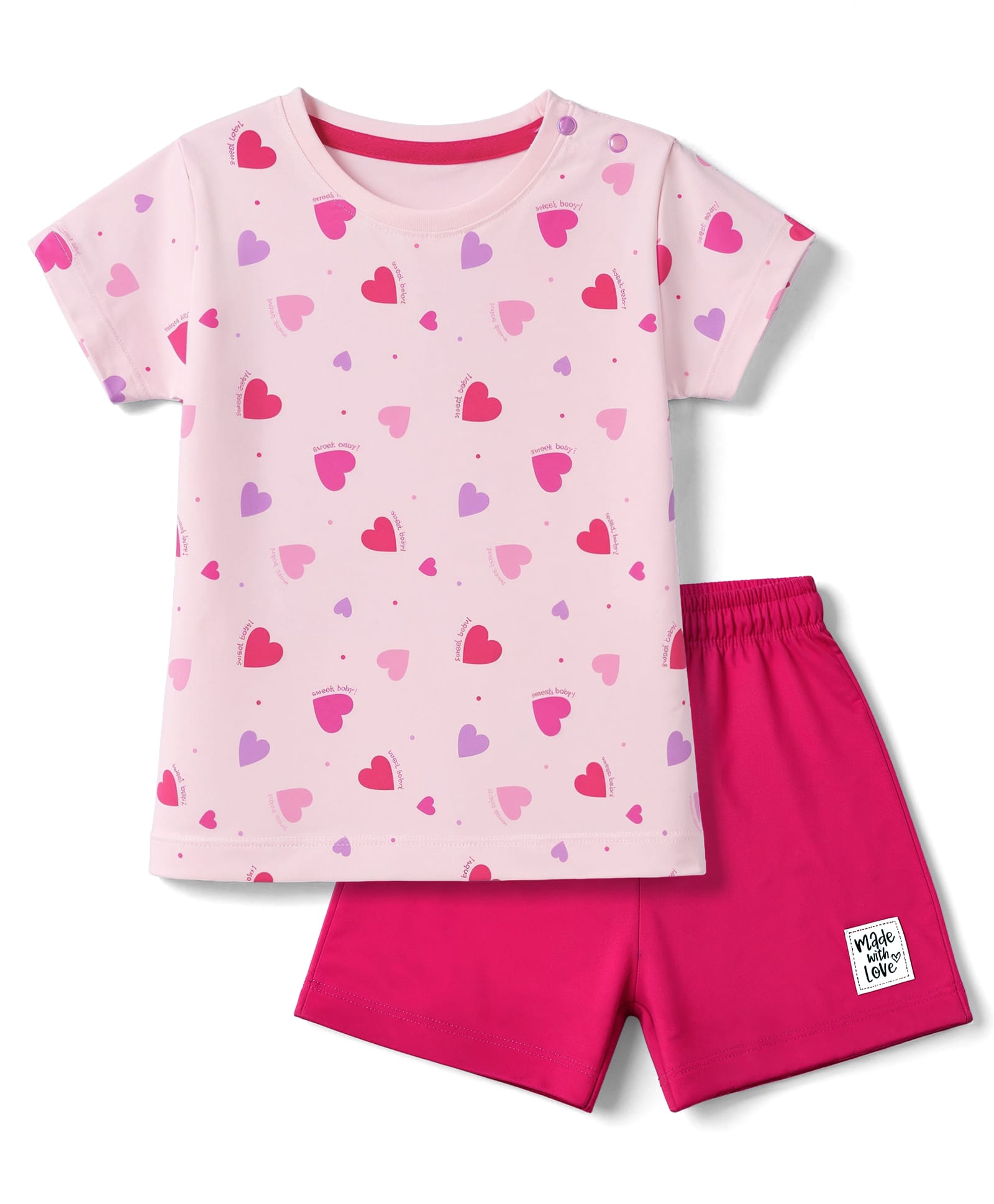 CUCUMBER Unisex Half sleeves Sinker Tshirt and Bottomwear PASTEL PINK XXL (2-3Y)-image-33